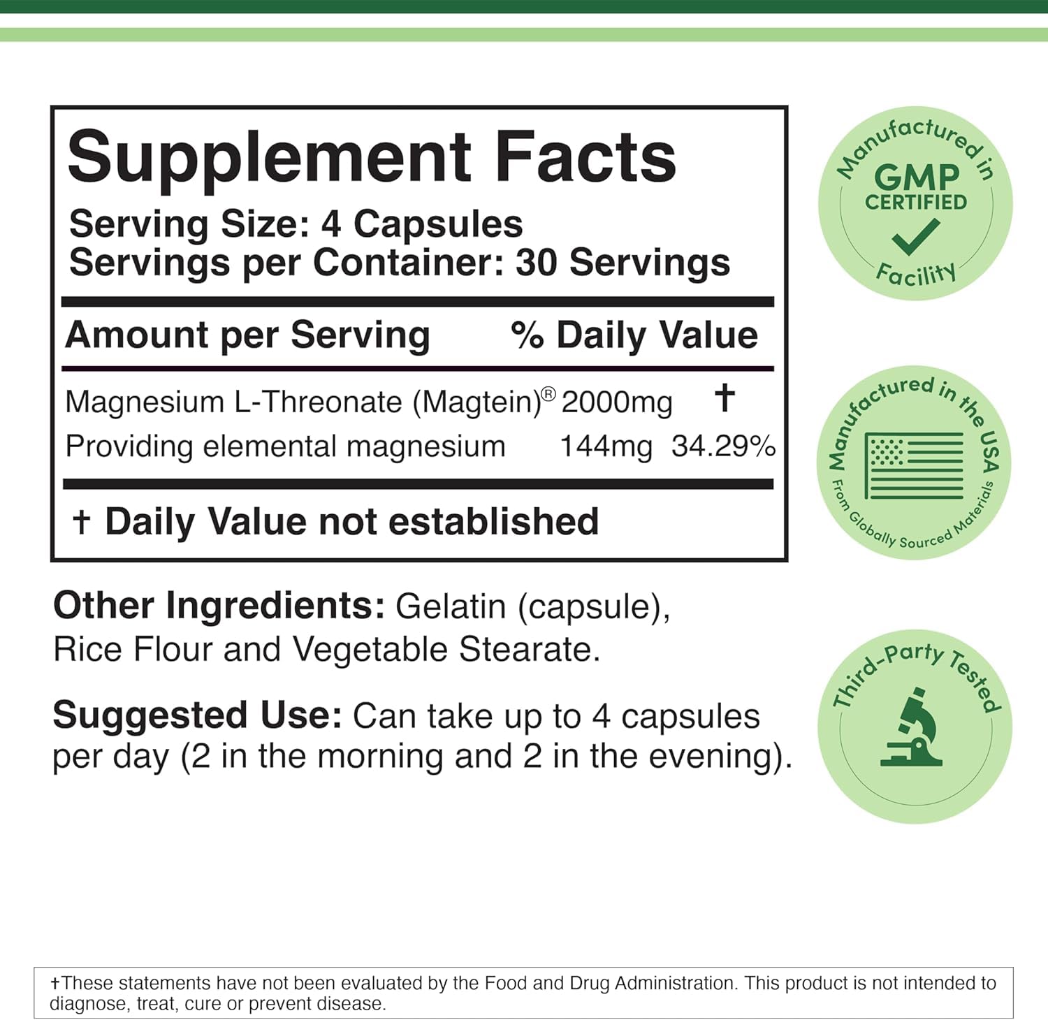 Magnesium L Threonate, Magtein - NSF Certified - Sleep and Cognitive Support – High Absorption Double Wood Supplements buy supplements canada