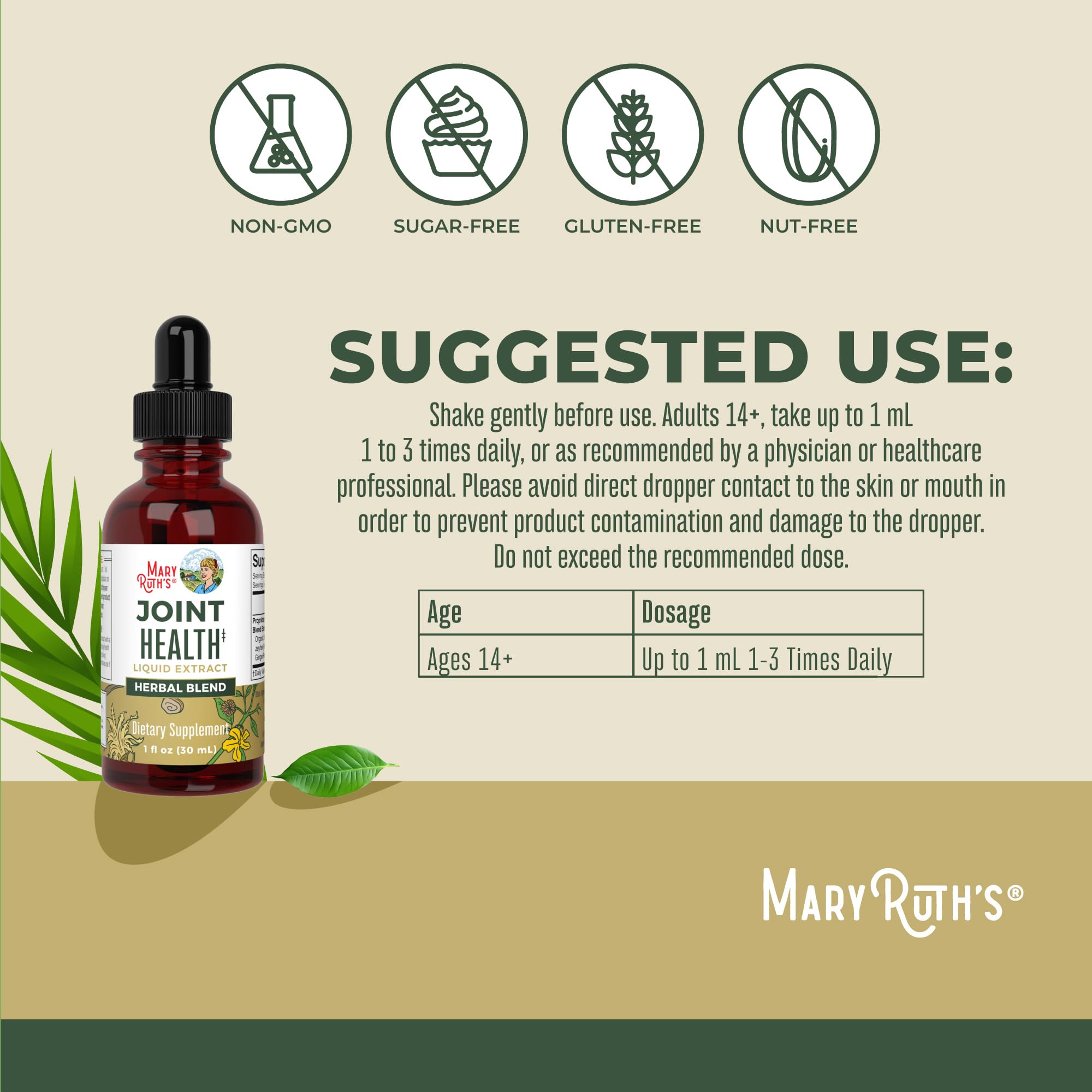 MaryRuth Organics Joint Health Liquid Extract | Four Herbal Blend Liquid Drops | Ginger Root | Licorice Root | Cats Claw | Devils Claw | Vegan | Non GMO | Alcohol Free Tincture | 30 Servings MARYRUTH'S buy supplements canada