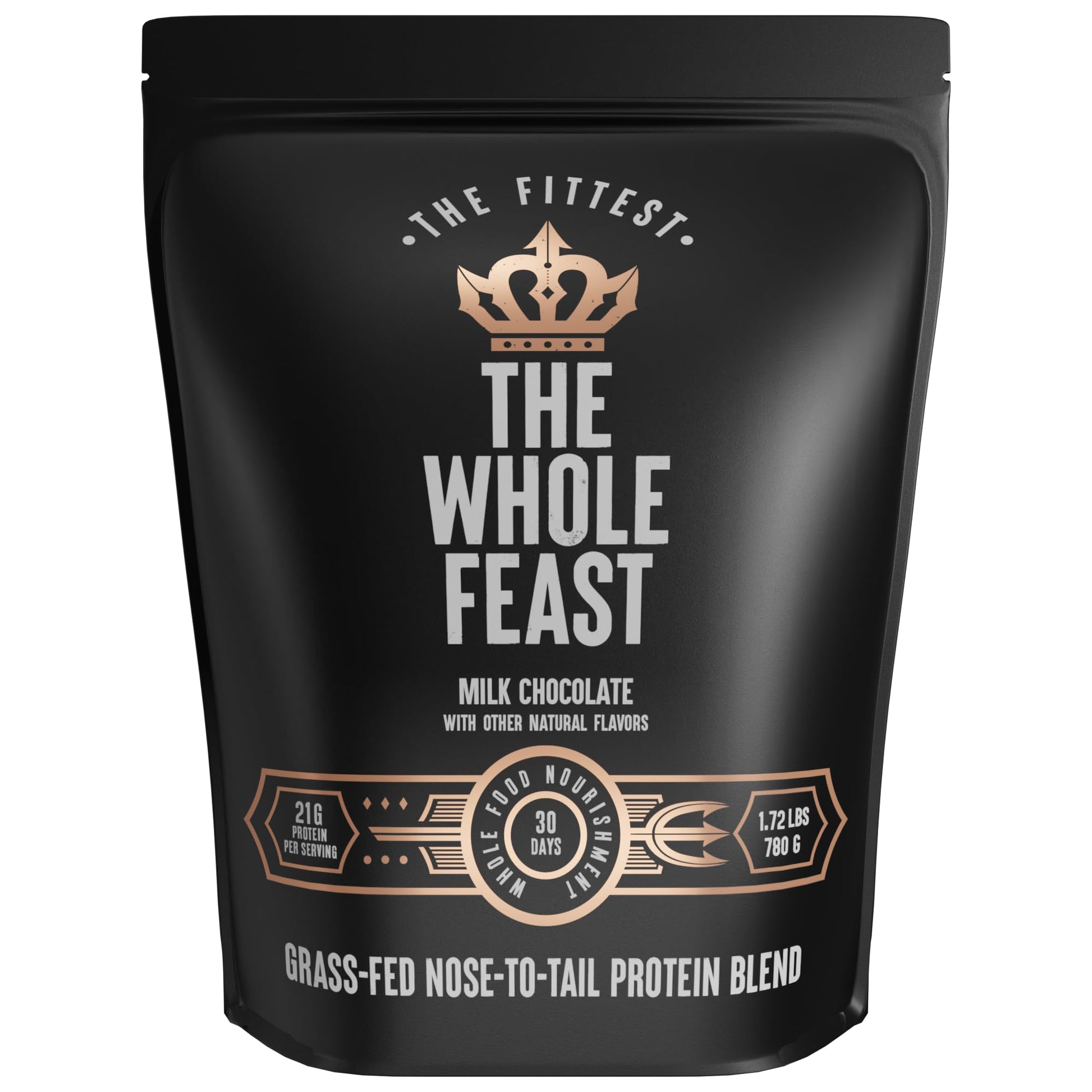 The Fittest Whole Feast Beef Protein Powder - Milk Chocolate - Grass Fed Nose to Tail Carnivore Blend Including Liver, Colostrum and Whole Bone - BCAAs - 14g Collagen, 21g Total Protein The Fittest Ever buy supplements canada