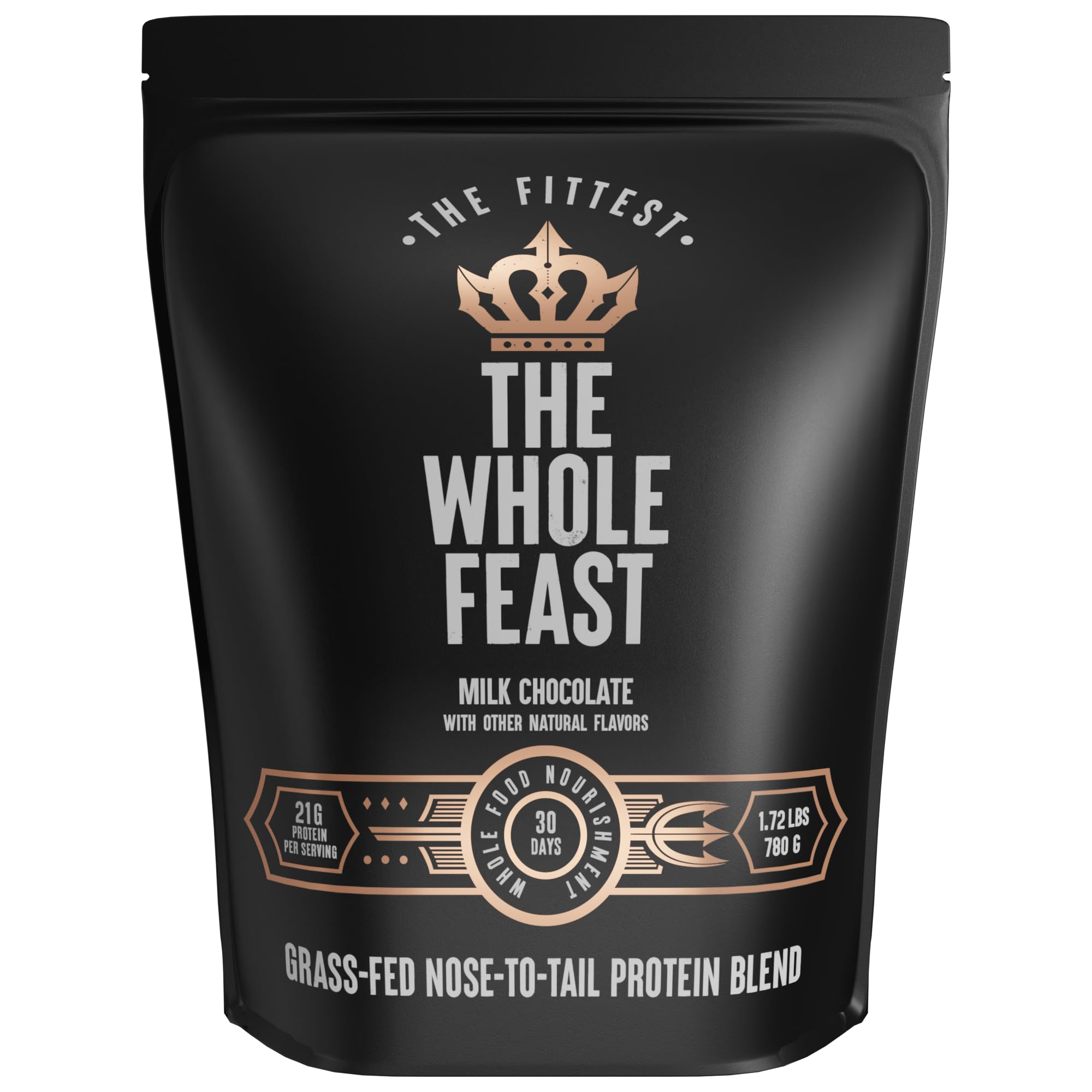 The Fittest Whole Feast Beef Protein Powder - Milk Chocolate - Grass Fed Nose to Tail Carnivore Blend Including Liver, Colostrum and Whole Bone - BCAAs - 14g Collagen, 21g Total Protein The Fittest Ever buy supplements canada