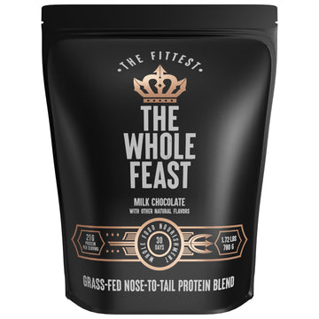 The Fittest Whole Feast Beef Protein Powder - Milk Chocolate - Grass Fed Nose to Tail Carnivore Blend Including Liver, Colostrum and Whole Bone - BCAAs - 14g Collagen, 21g Total Protein The Fittest Ever buy supplements canada