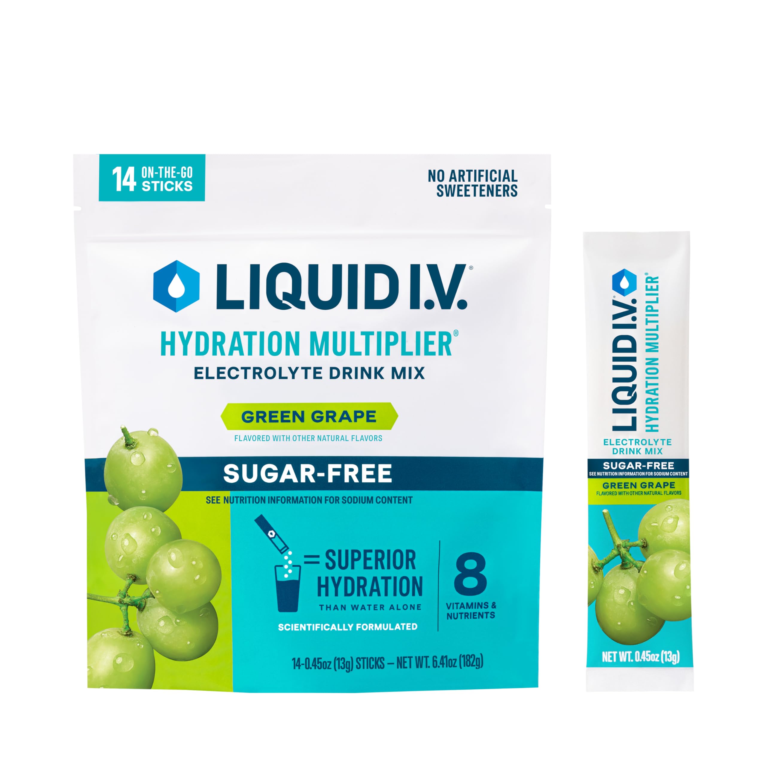 Liquid I.V.® Hydration Multiplier Sugar-Free - Green Grape | Electrolyte Powder Drink Mix | 1 Pack (14 Servings) Liquid I.V. buy supplements canada