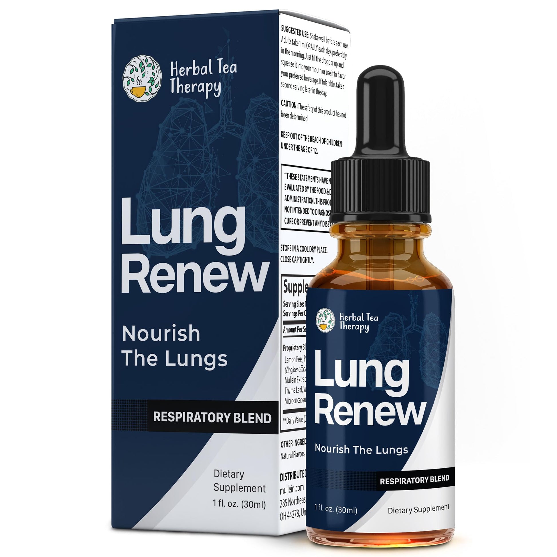 Herbal Tea Therapy Lung Renew Mullein Drops for Lungs (1 fl. oz.): Peppermint, Thyme, & Mullein Leaf Extract for Lungs Detox & Daily Respiratory Comfort - GMO-Free & Made in USA Herbal Tea Therapy buy supplements canada