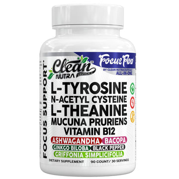 Focus Flow L-Tyrosine Vitamin B C D L-Theanine Ashwagandha Ginkgo Biloba Vitamin B12 Thiamine Black Pepper N-Acetylcysteine Mucuna Pruriens 90 Count Capsules by Clean Nutra Clean Nutraceuticals buy supplements canada