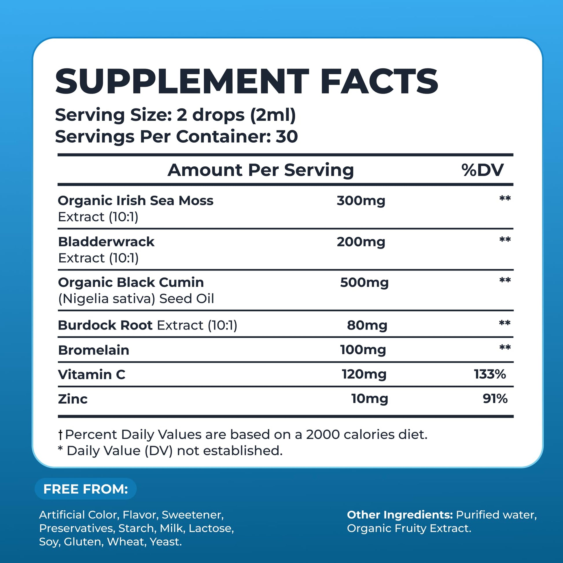 Irish Sea Moss Liquid Drops - 3000mg Formula - with Bladderwrack, Burdock Root & Black Cumin Seed - Liquid Supplement - Apple Flavor - 2 Fl Oz (60ml) TrueSeaMoss buy supplements canada