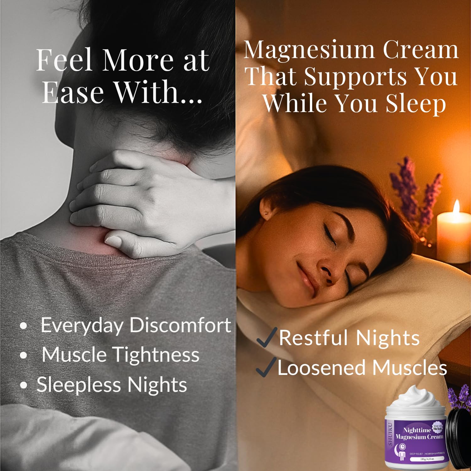 Magnesium Lotion for Sleep & Calm, Topical Magnesium Cream for Relaxation, Nightly Calm, Better Sleep, and for Leg Cramps & Pain SHUIKU buy supplements canada