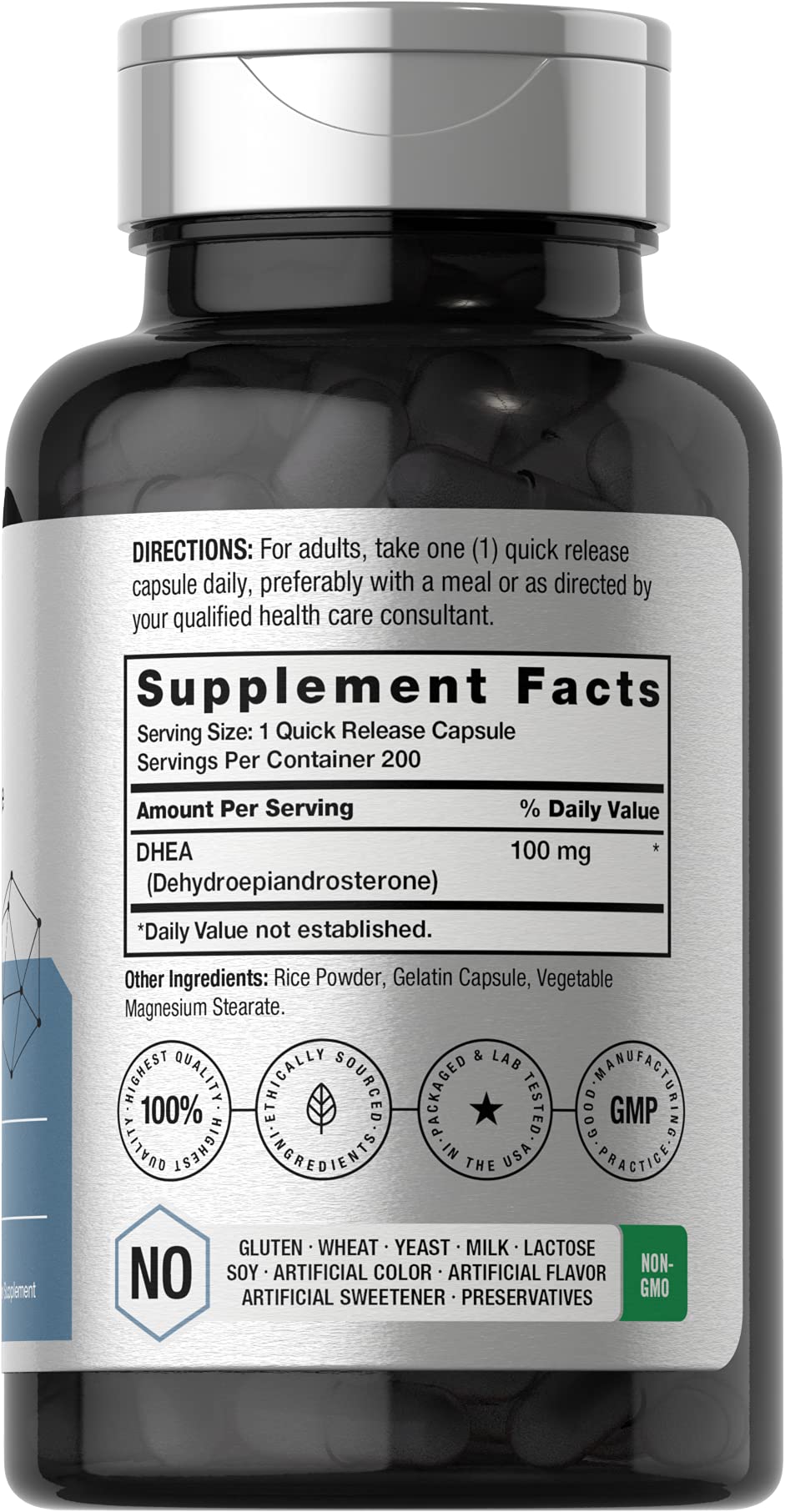 Horbäach DHEA 100mg | 200 Capsules | Supplement for Men and Women | Non-GMO, Gluten Free Horbäach buy supplements canada