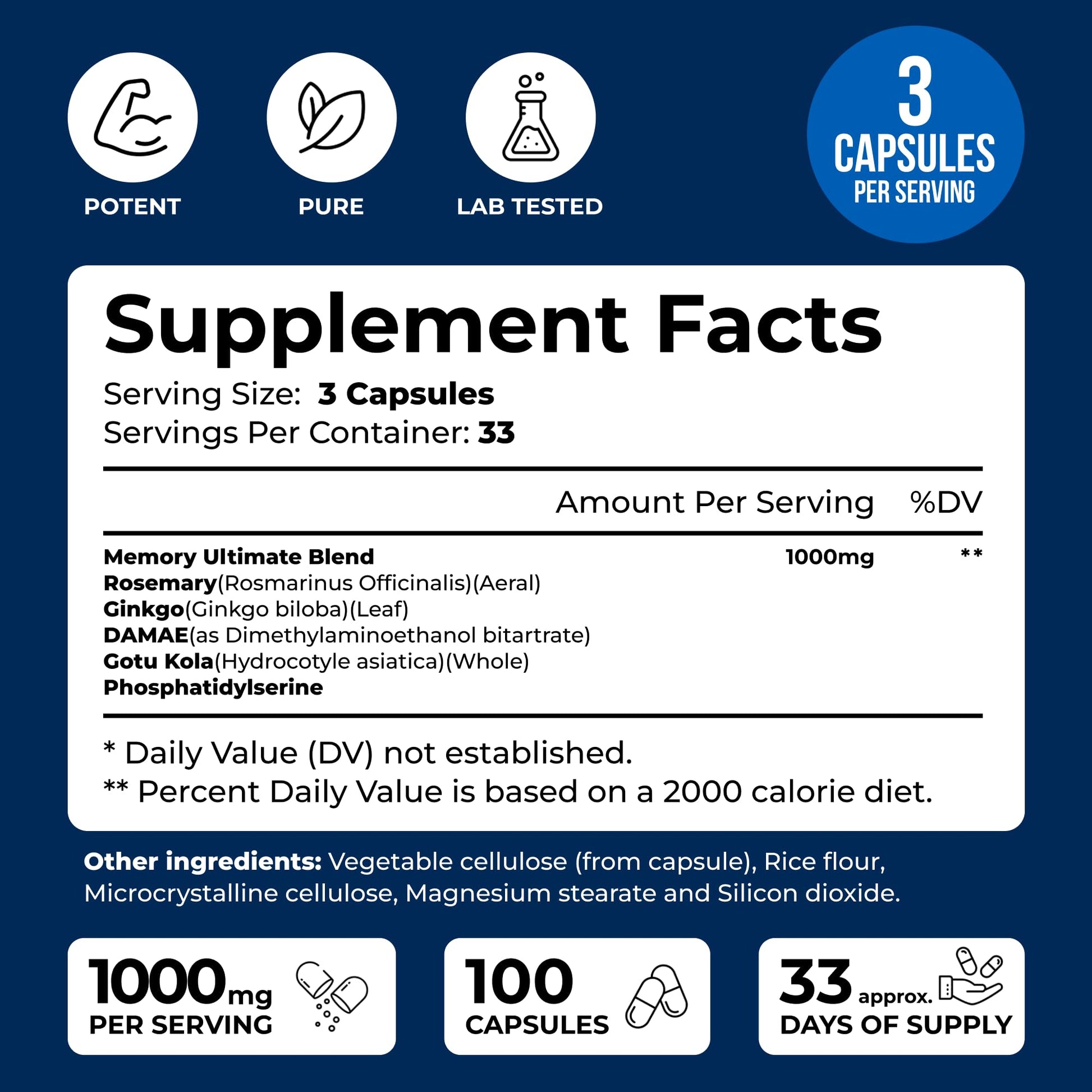 We Like Vitamins Phosphatidylserine Supplement with Gingko Biloba, Gotu Kola, DMAE - Improves Focus, Memory, Cognitive Function - Soy-Free 1000mg Memory Ultimate Complex - 100 Easy-to-Swallow Capsules We Like Vitamins buy supplements canada