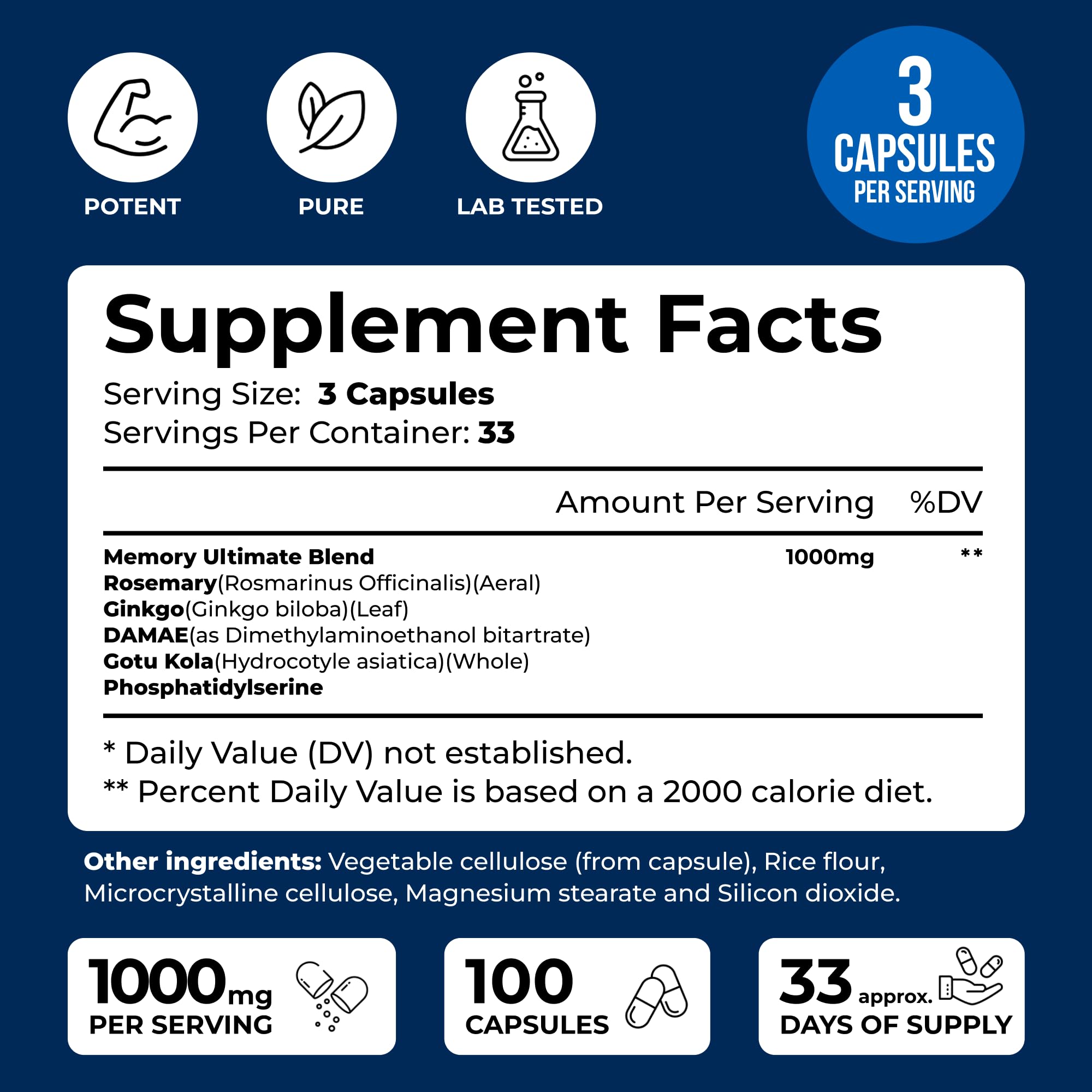 We Like Vitamins Phosphatidylserine Supplement with Gingko Biloba, Gotu Kola, DMAE - Improves Focus, Memory, Cognitive Function - Soy-Free 1000mg Memory Ultimate Complex - 100 Easy-to-Swallow Capsules We Like Vitamins buy supplements canada