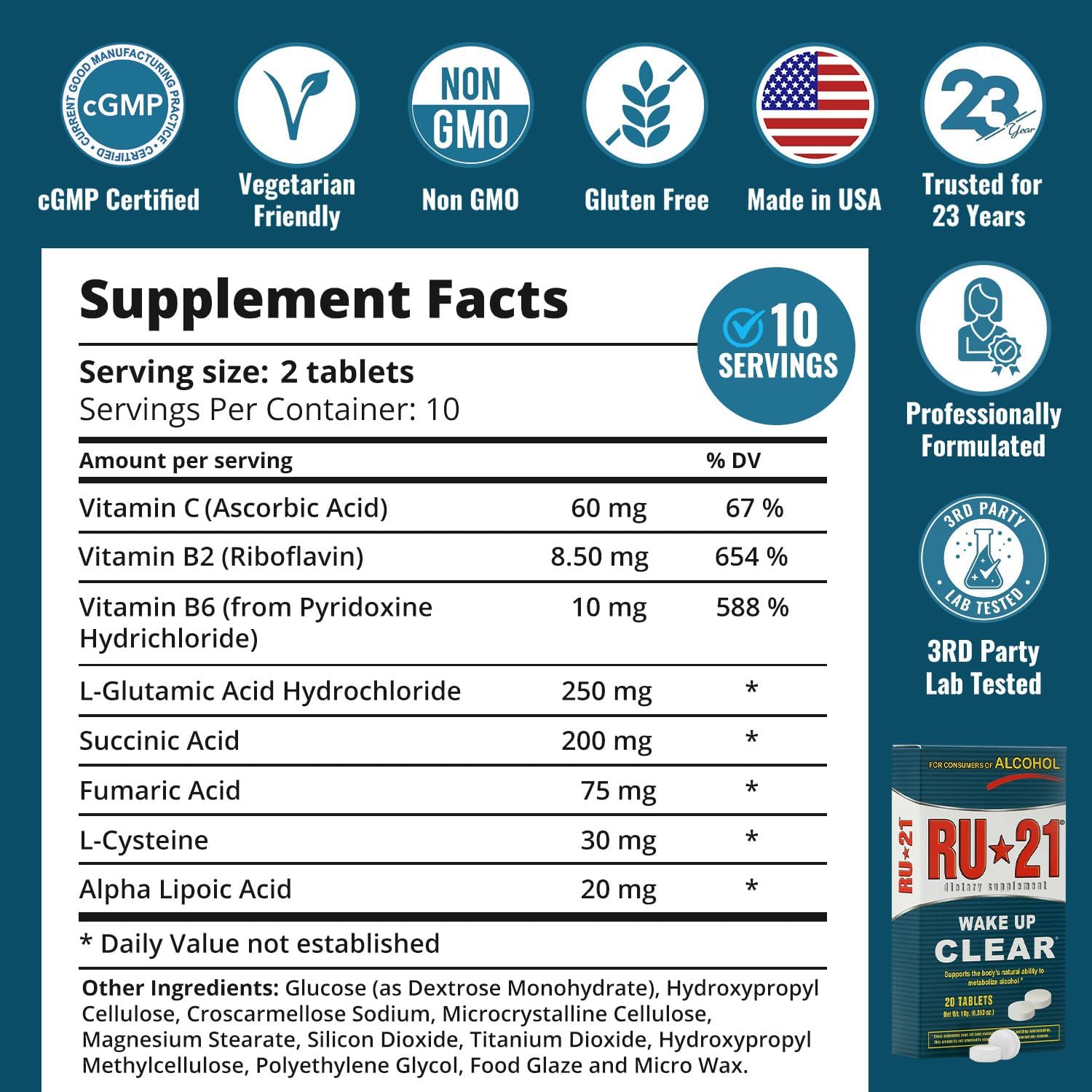 RU-21 The Supplement for When You Want to Drink & Go to Work The Next Morning | Feel Better After Celebrating & Support Your Liver | Trusted for 23+ Years | Made in USA (20 Pills, 10 Servings) RU-21 buy supplements canada