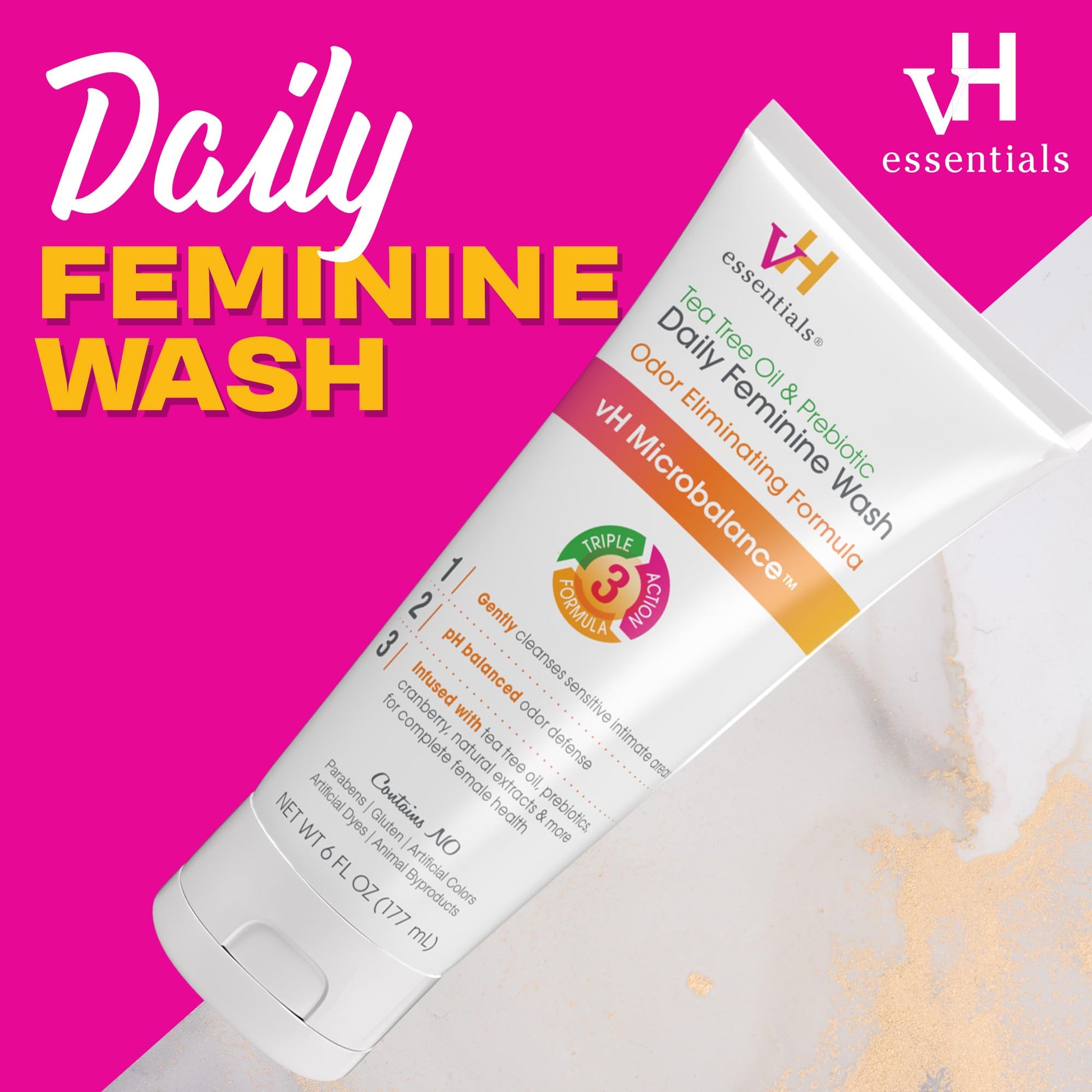 vH essentials, Ph Balanced Daily Feminine Wash, Tea Tree Oil & Prebiotic vH essentials buy supplements canada