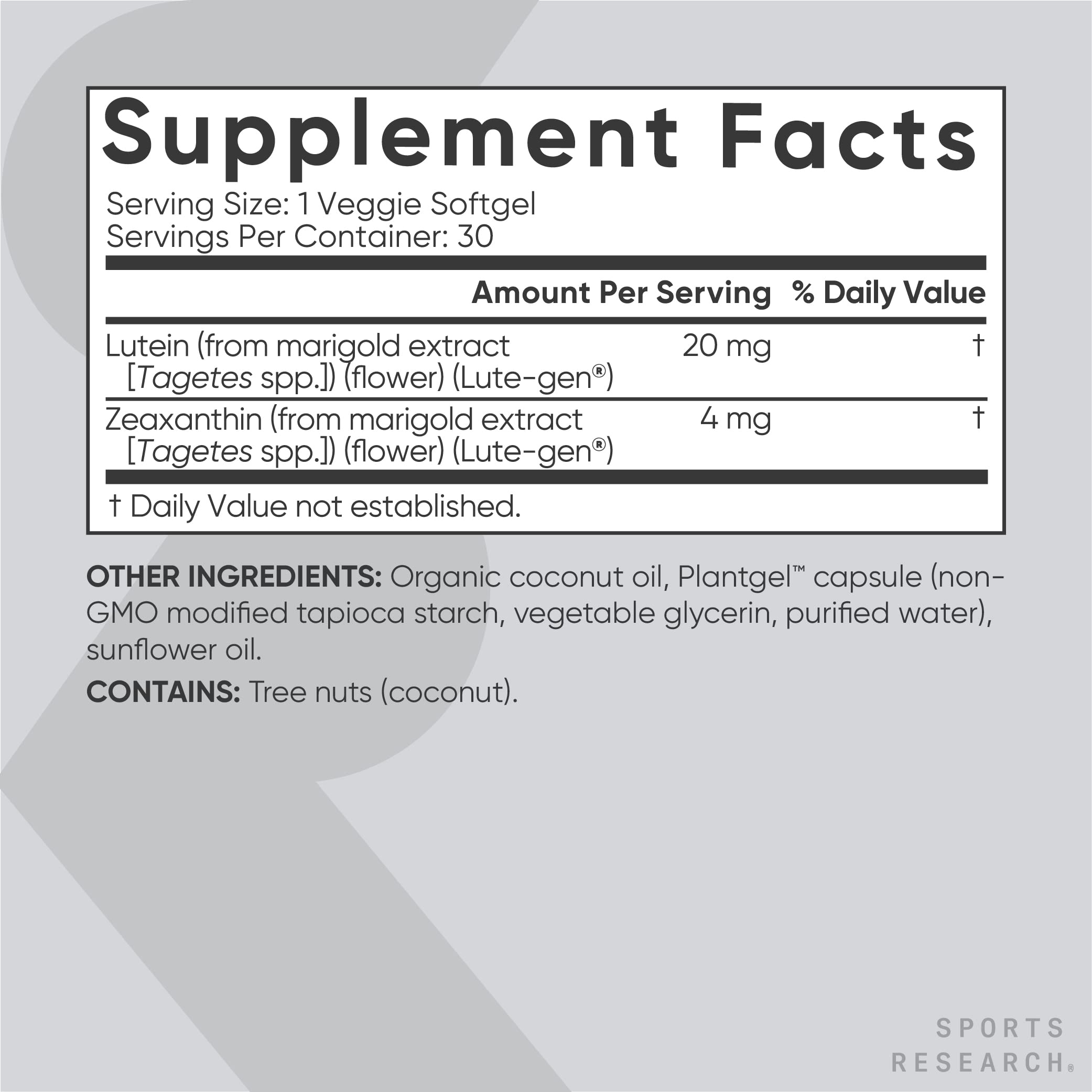 Sports Research Vegan Lutein + Zeaxanthin (20mg) with Organic Coconut Sports Research buy supplements canada
