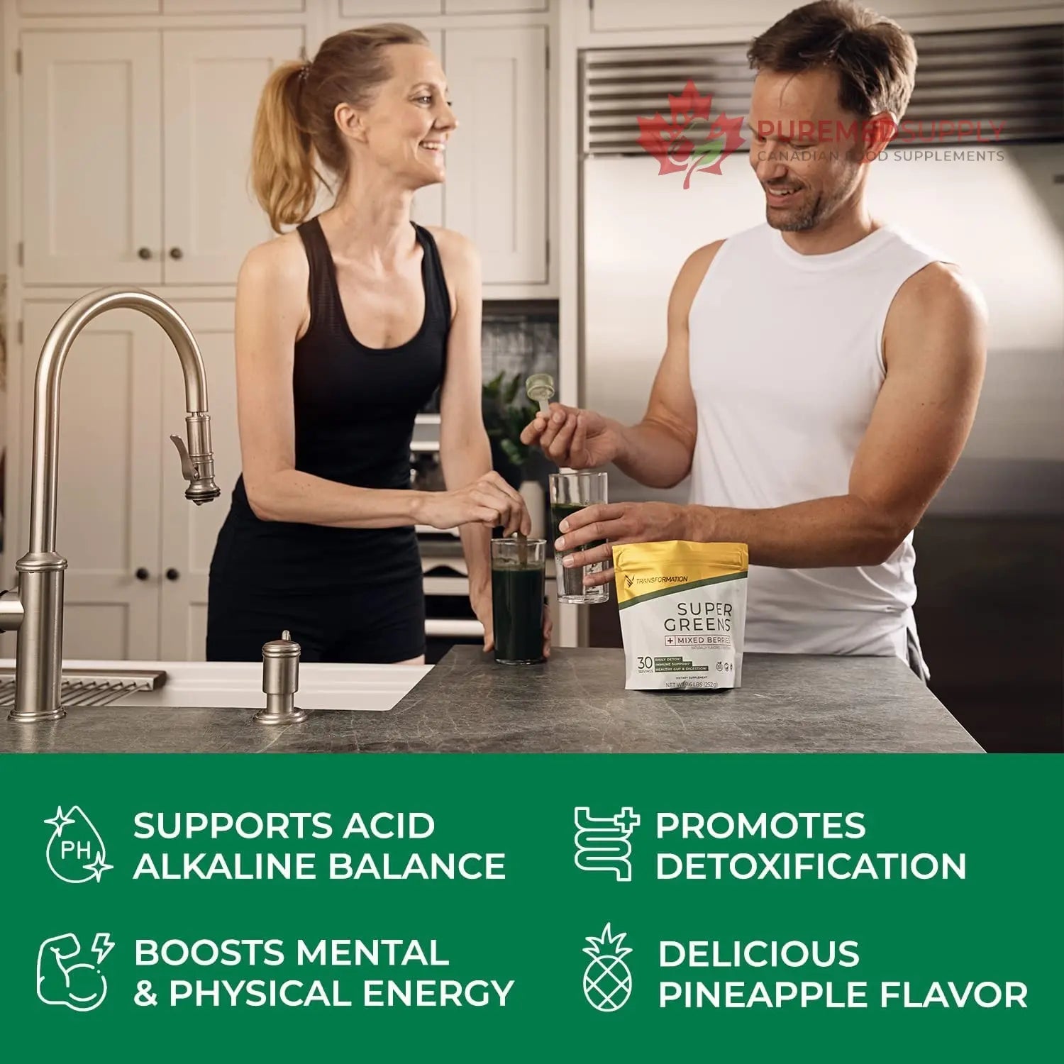 Transformation Super Greens Superfood Powder & Performance Insulated Shaker Bottle | Immune & Energy Support | Made with Natural Ingredients | Detoxifying & Alkalizing Minerals SPR BODY buy supplements canada