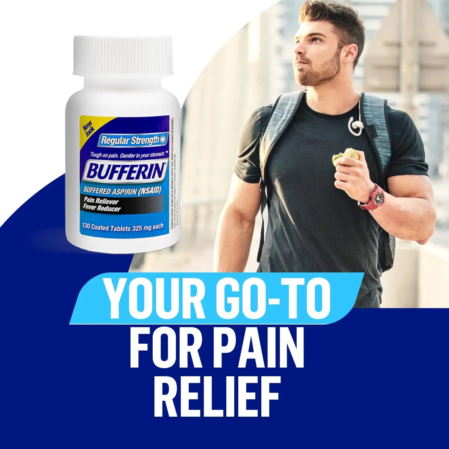 Bufferin Aspirin 325mg, Pain Reliever & Fever Reducer, with 3 Buffering Agents Relieves 7 Types of Pain: Headaches, Back Ache, Arthritis, Muscle Aches & More, for Adults, 130 Coated Tablets, 2-Pack Bufferin buy supplements canada