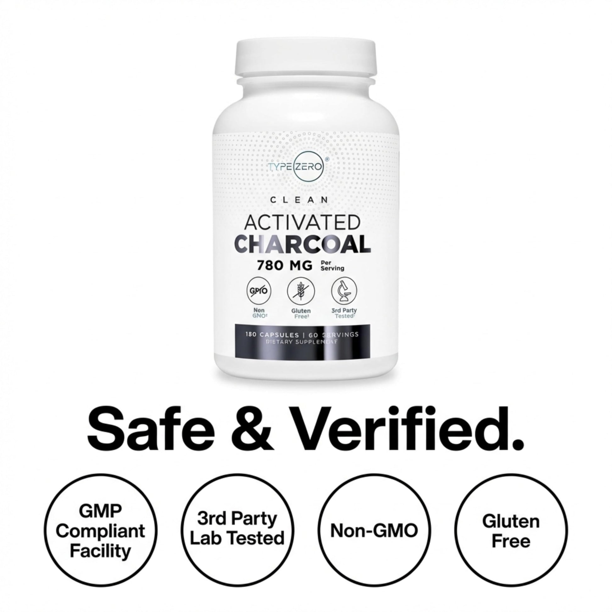 Type Zero Activated Charcoal Capsules (180 Count) - 60 Servings, 780mg Per Serving, from Coconut Shell, Non-GMO, Gluten-Free Type Zero buy supplements canada