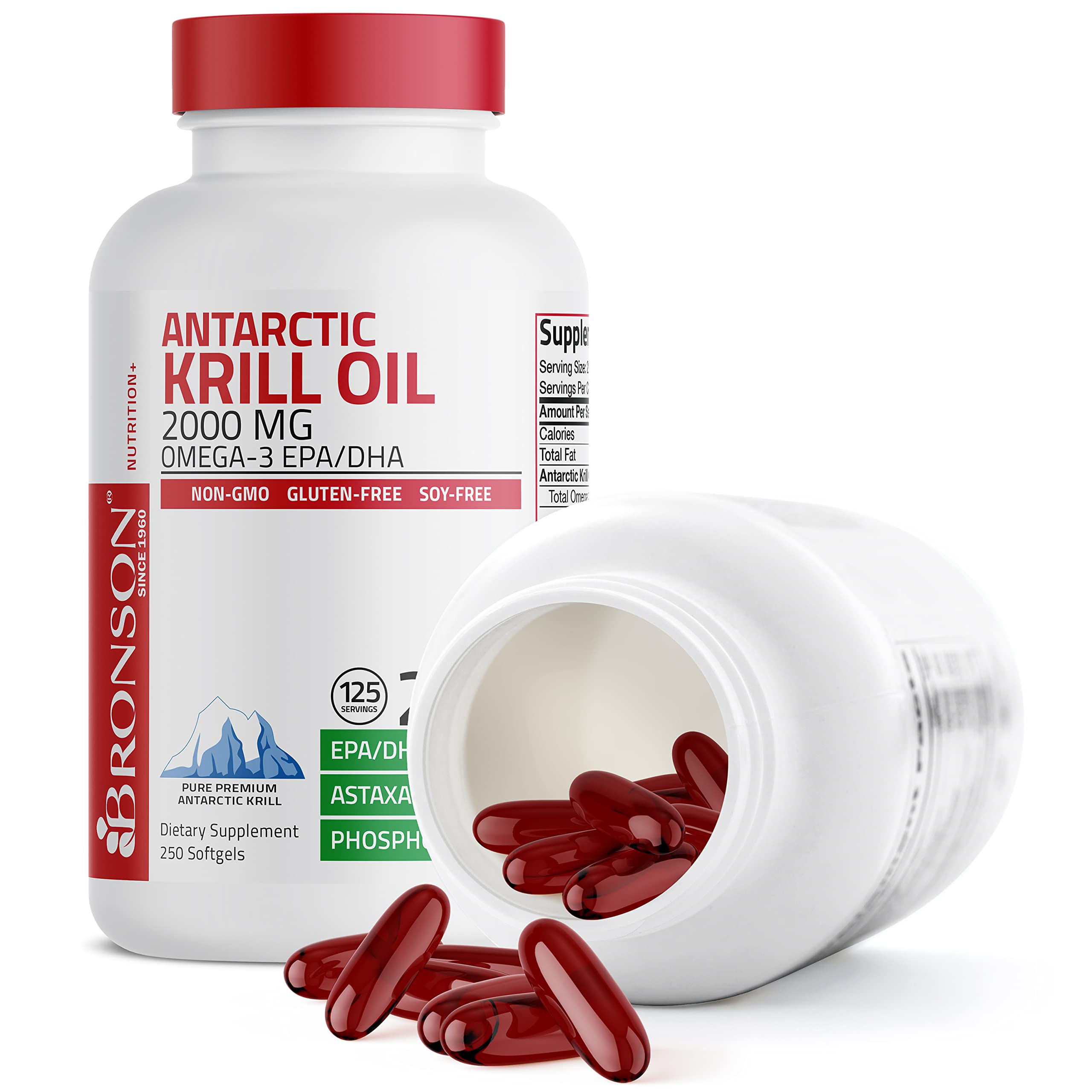 Bronson Antarctic Krill Oil 2000 mg with Omega-3s EPA, DHA, Astaxanthin and Phospholipi Bronson buy supplements canada
