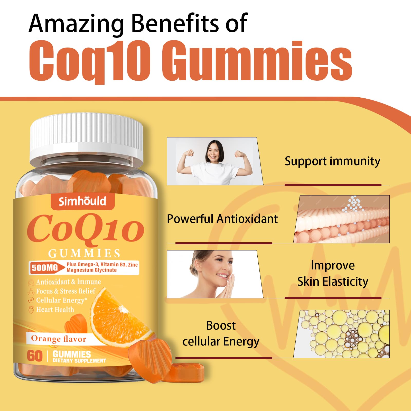 2 Pack CoQ10 500MG Gummies - Plus Omega-3, Magnesium, Vitamin B3 & Zinc - 3X Better Absorption Coenzyme Q10 Supplements for Heart Health, Cellular Energy & Antioxidant, Non-GMO 120 Counts Simhould buy supplements canada