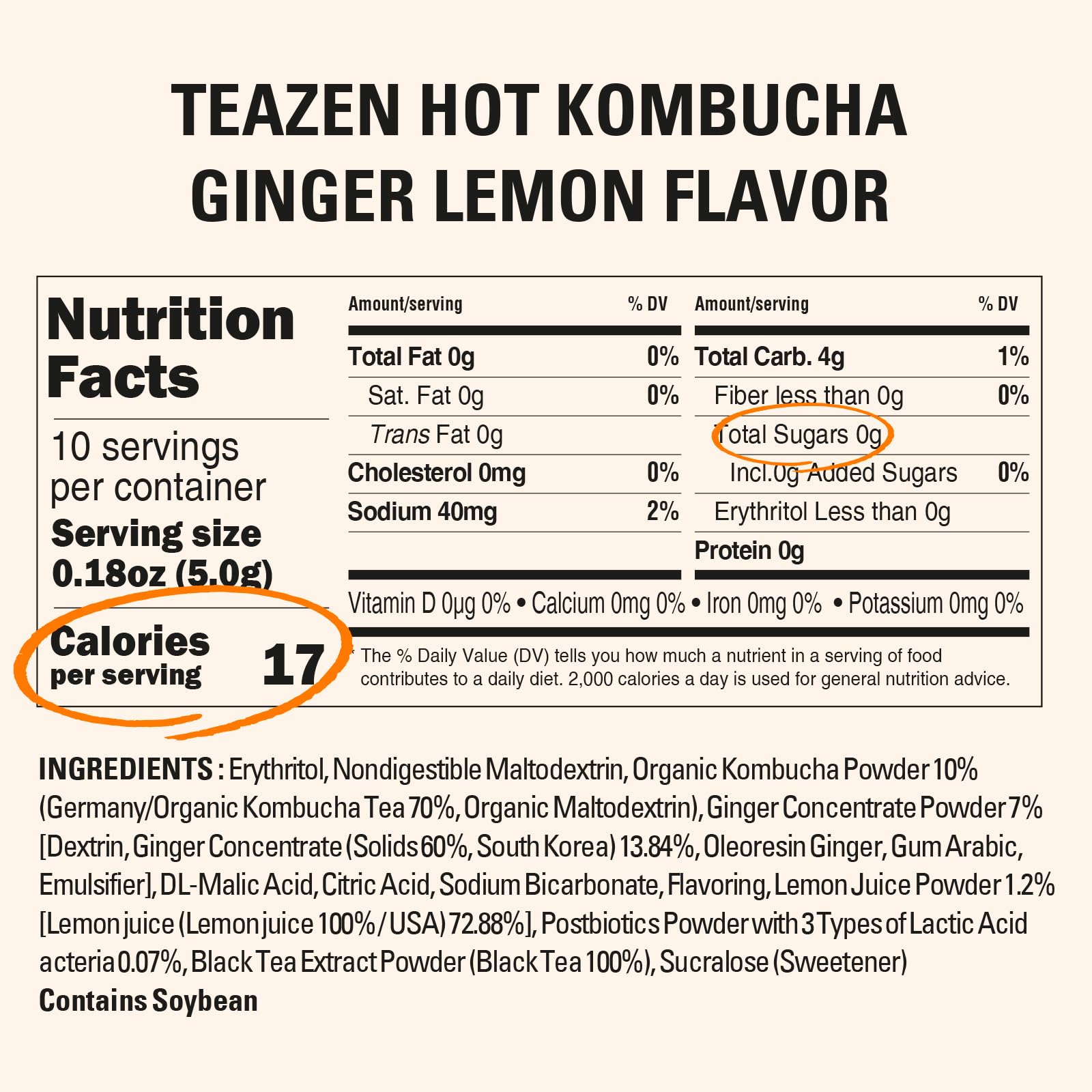 TEAZEN Lemon Ginger Hot Kombucha Tea, Live Probiotics & Postbiotics, Relaxation and Warmth for Colds and Sore Throat, Hydration Drink Mix, Sugar Free, 30 Sticks, 5.29oz TEAZEN buy supplements canada