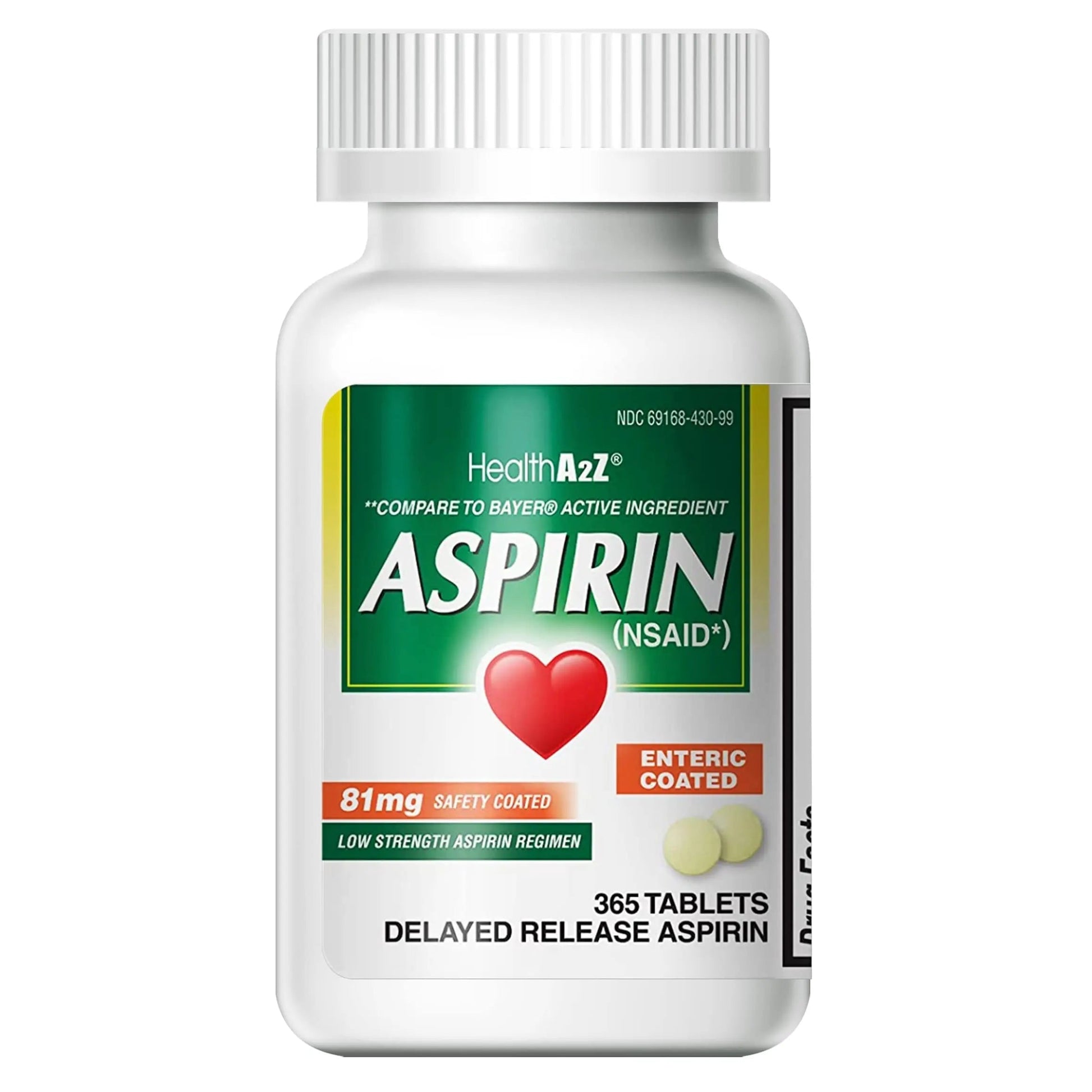 HealthA2Z® Aspirin 81 mg | Low Strength | Enteric Coated | Pain Relief | Reduces Minor Aches Muscle Pain & Cramps | Fever Reducer | Reduces Headache (365 Counts) HealthA2Z buy supplements canada