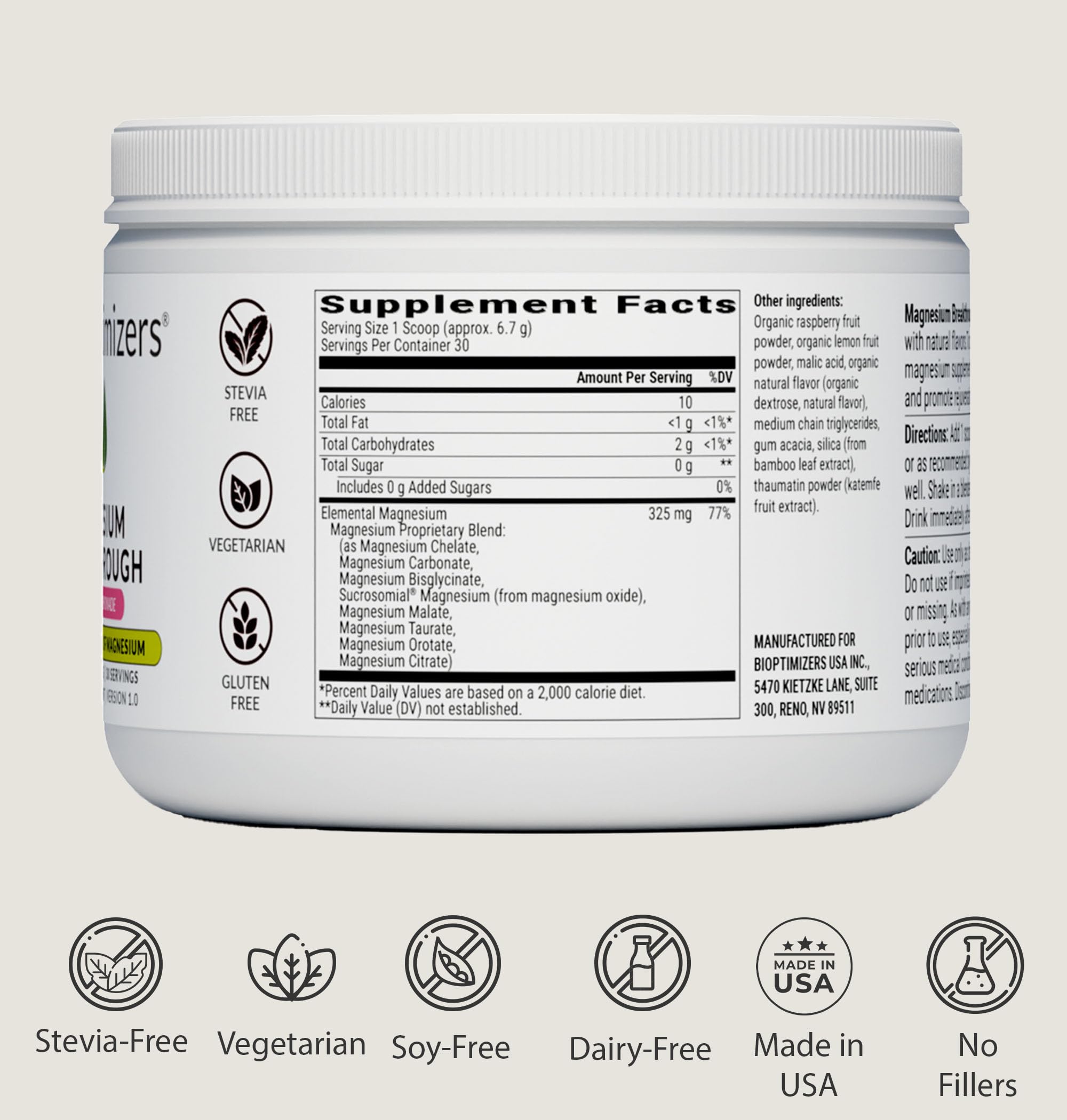 BIOptimizers Magnesium Breakthrough Drink - 8 Forms of Magnesium, Electrolytes, Sleep Health, Stress, Muscle Recovery, Heart Support | Glycinate, BIOptimizers buy supplements canada