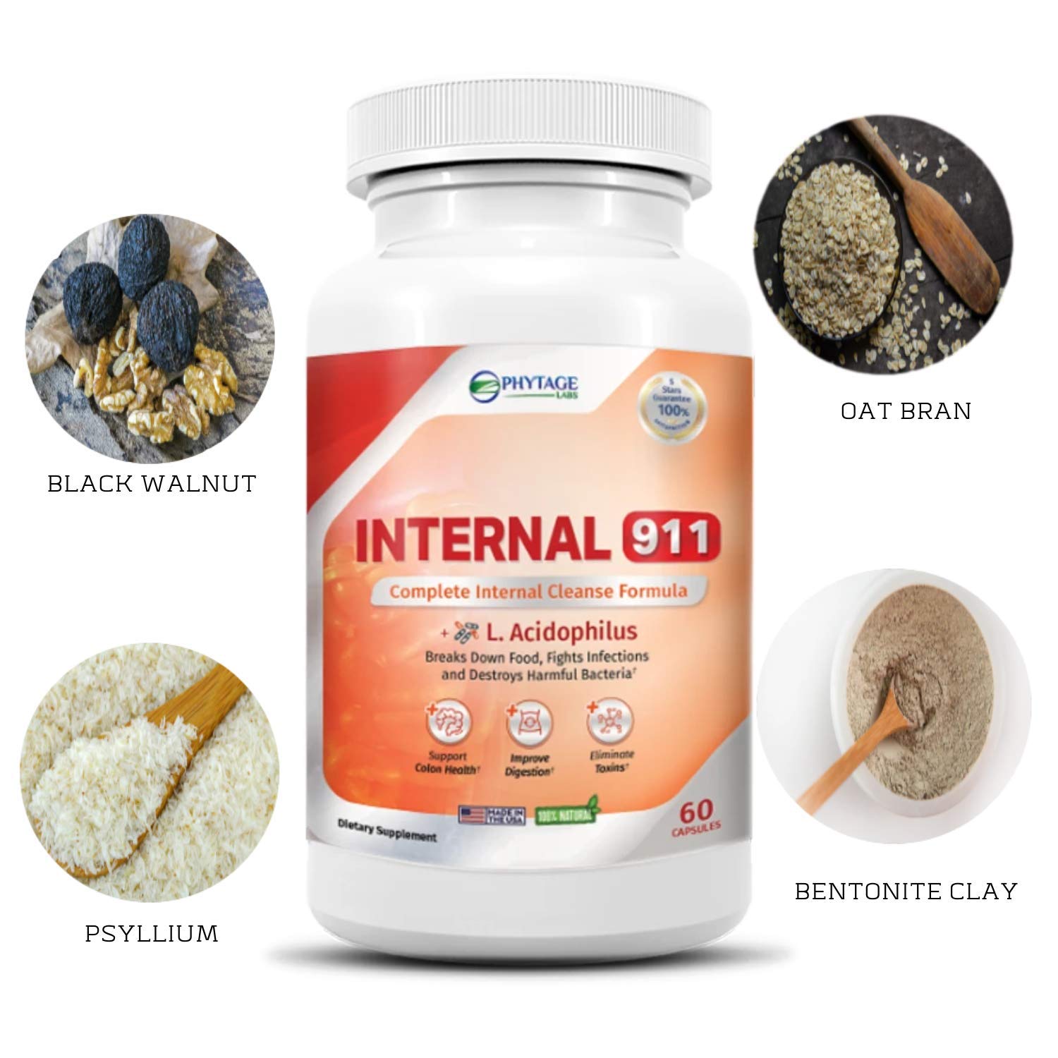 Phytage Labs Internal 911 Colon Cleanse Detox Supplement - Natural Laxative Cleanser Removes Toxins for Better Digestion and Radiant Skin - 60 Capsules Phytage Labs buy supplements canada