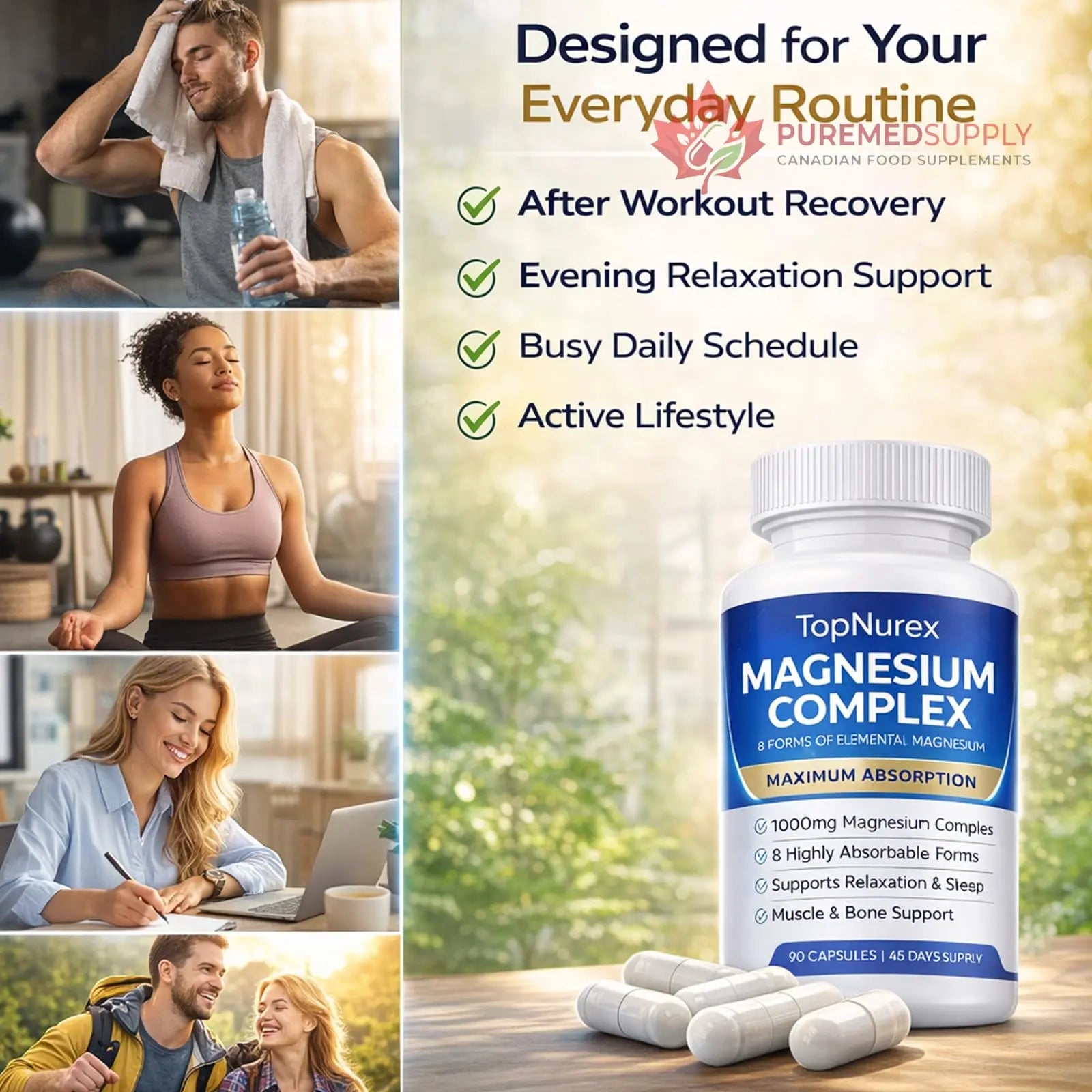 Top Nurex Magnesium Complex Supplement for Women & Men | 1000mg Maximum Absorption | 8 Magnesium Forms Including Glycinate, Citrate, Malate | Supports Relaxation, Sleep, Bone Strength | 90 Capsules Art anime buy supplements canada