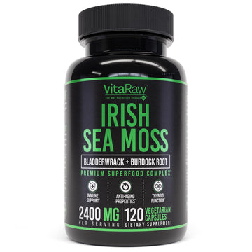 VitaRaw Organic Irish Sea Moss Capsules 2400 mg - Burdock Root and Bladderwrack Powder Real Seamoss Pills for Immune Support, Joint and Gut Health Help - Raw Sea Moss Advanced Herbal Supplement VitaRaw buy supplements canada