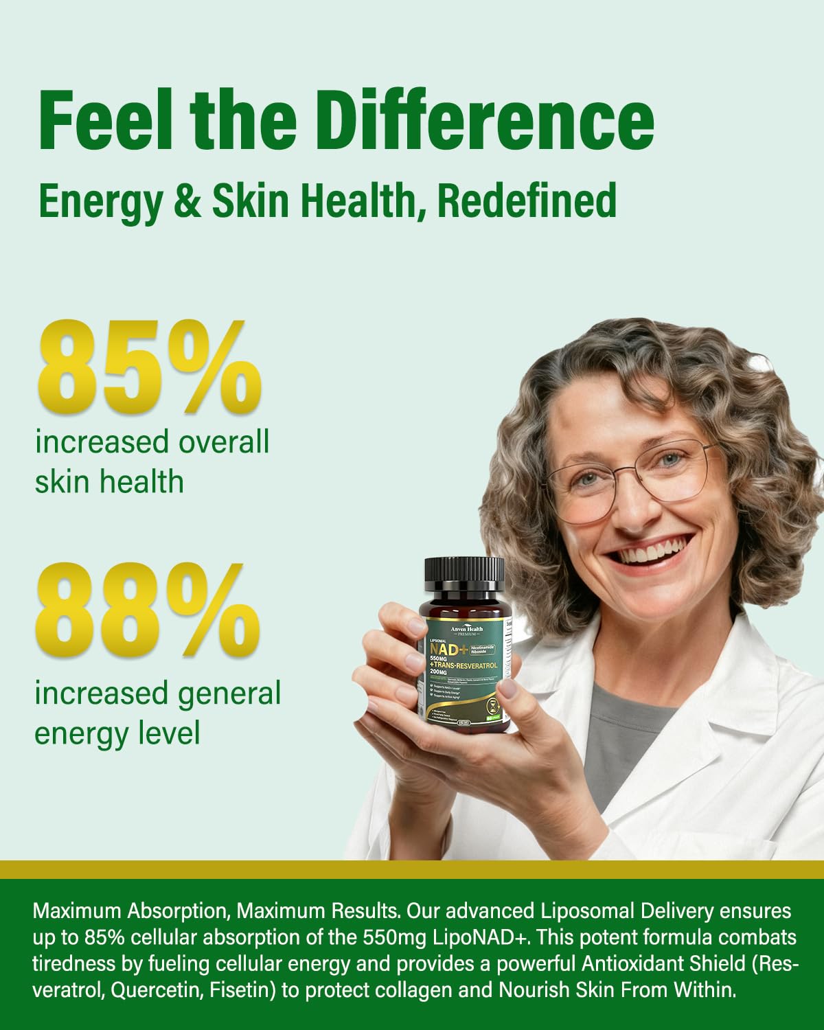 Anven Health Liposomal NAD+ Resveratrol Supplement - NMN Alternative with Trans-Resveratrol, Quercetin & Fisetin - NAD Plus for Women and Men, Cellular Energy & Healthy Aging, Non-GMO | 180 Capsules Anven Health buy supplements canada