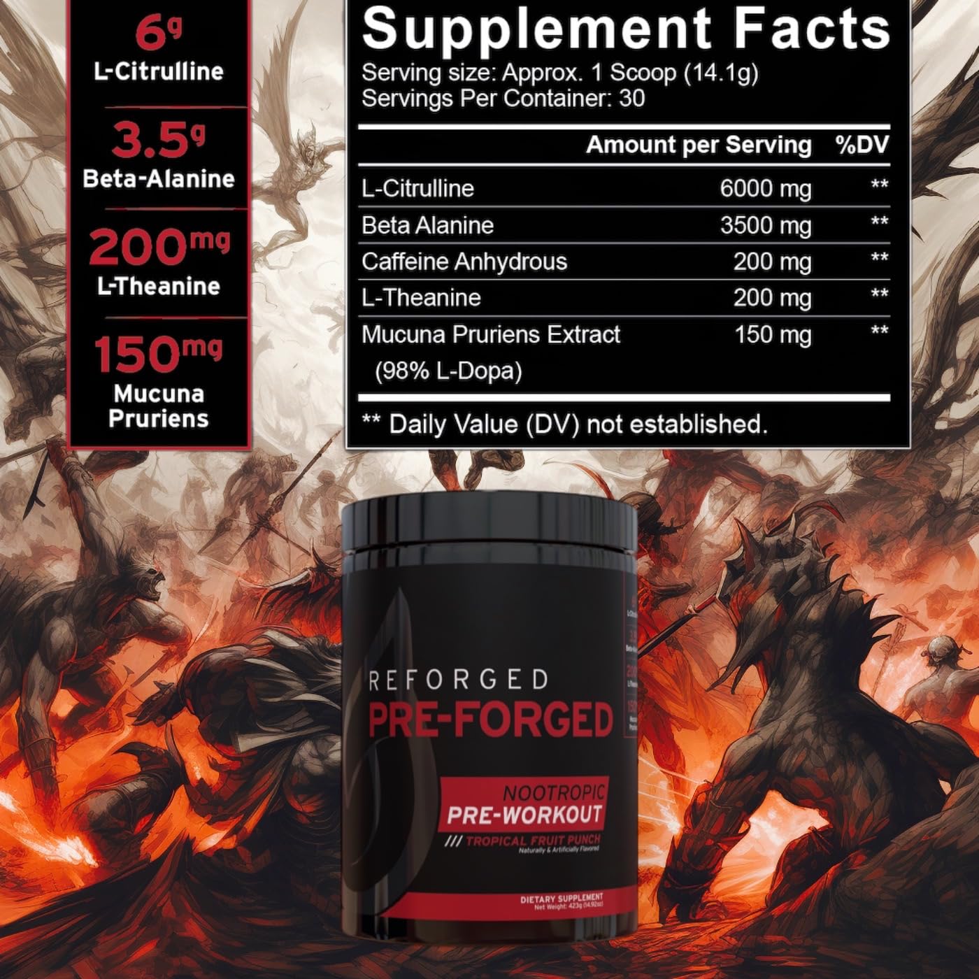 Reforged Pre-Forged L Theanine Pre Workout Powder Drink | Nootropic Nitric Oxide Energy Reforged buy supplements canada