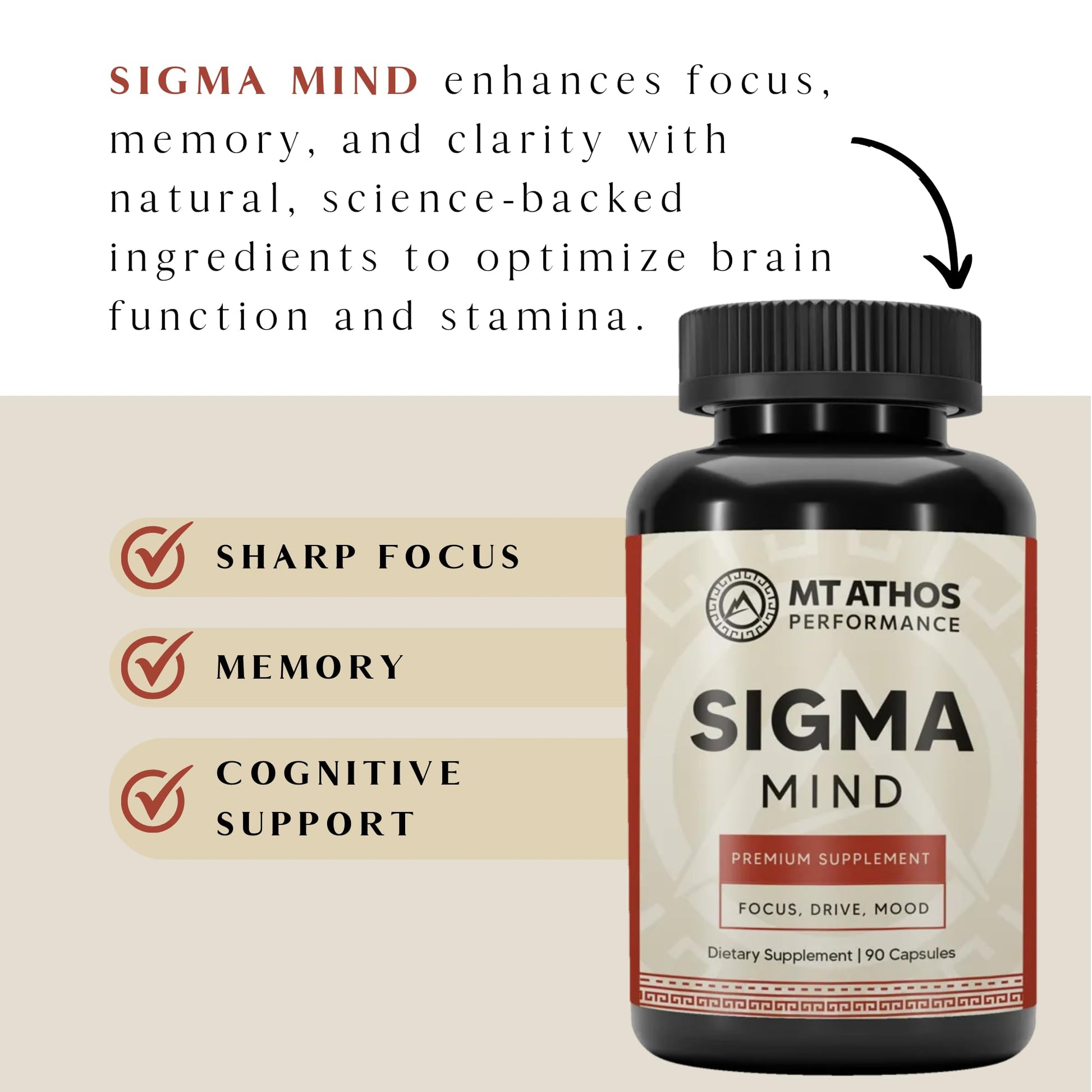 Mt. Athos Performance Sigma Mind | Potent Nootropic Formula to Support Cognitive Function, Improved Focus, Drive, and Mood | 30 Servings, 90 Capsules Mt. Athos Performance buy supplements canada