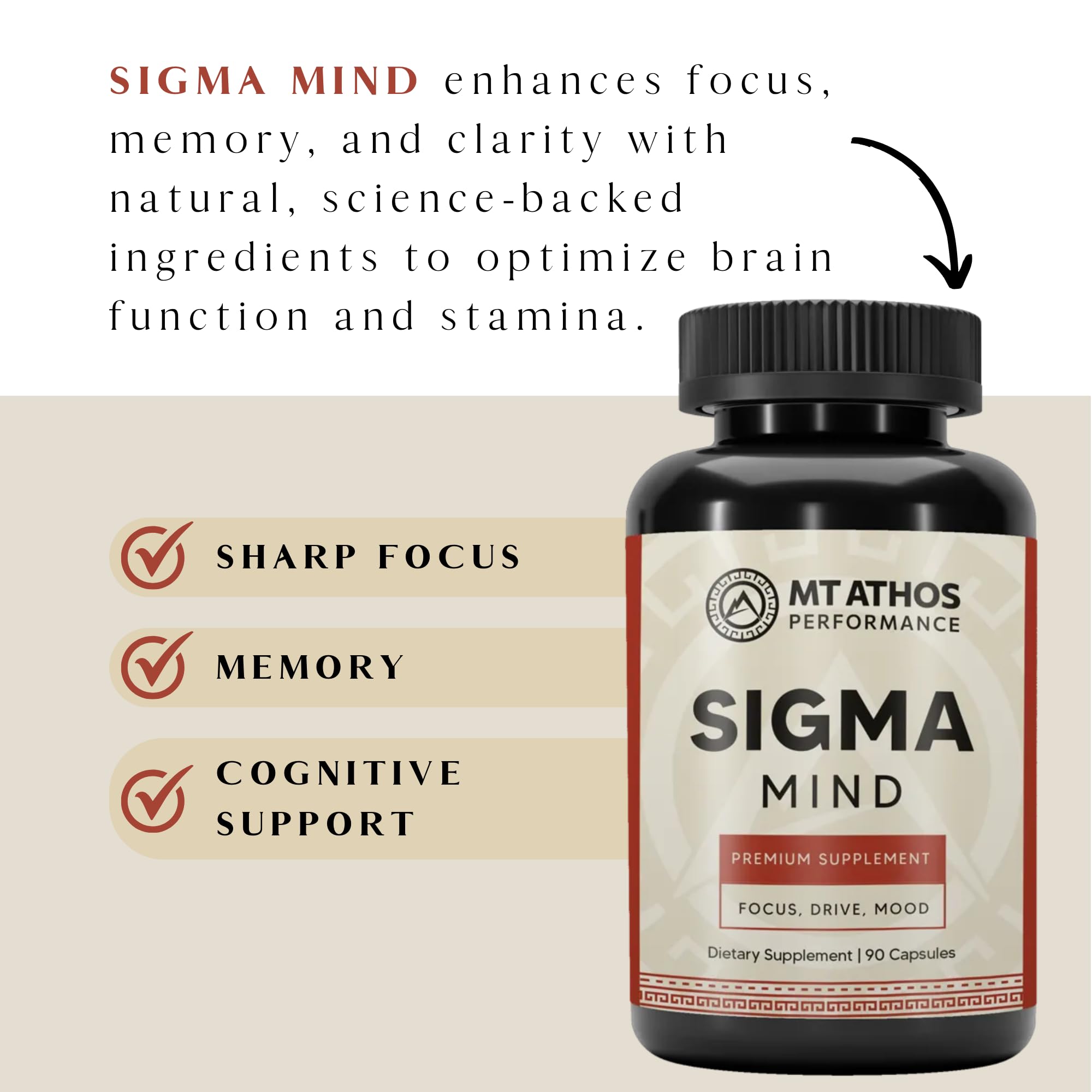 Mt. Athos Performance Sigma Mind | Potent Nootropic Formula to Support Cognitive Function, Improved Focus, Drive, and Mood | 30 Servings, 90 Capsules Mt. Athos Performance buy supplements canada