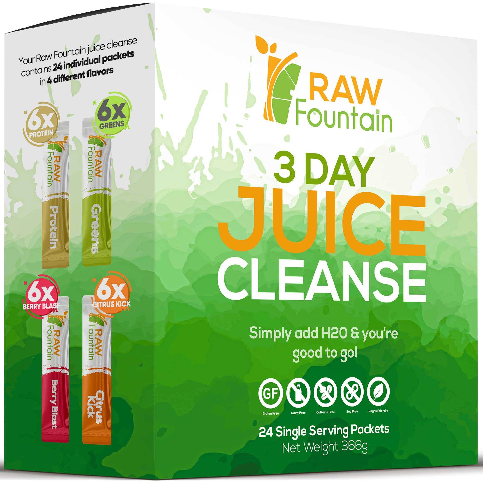 Raw Fountain 3 Day Juice Cleanse Detox, Weight Management Program, 24 Powder Packets Raw Fountain buy supplements canada