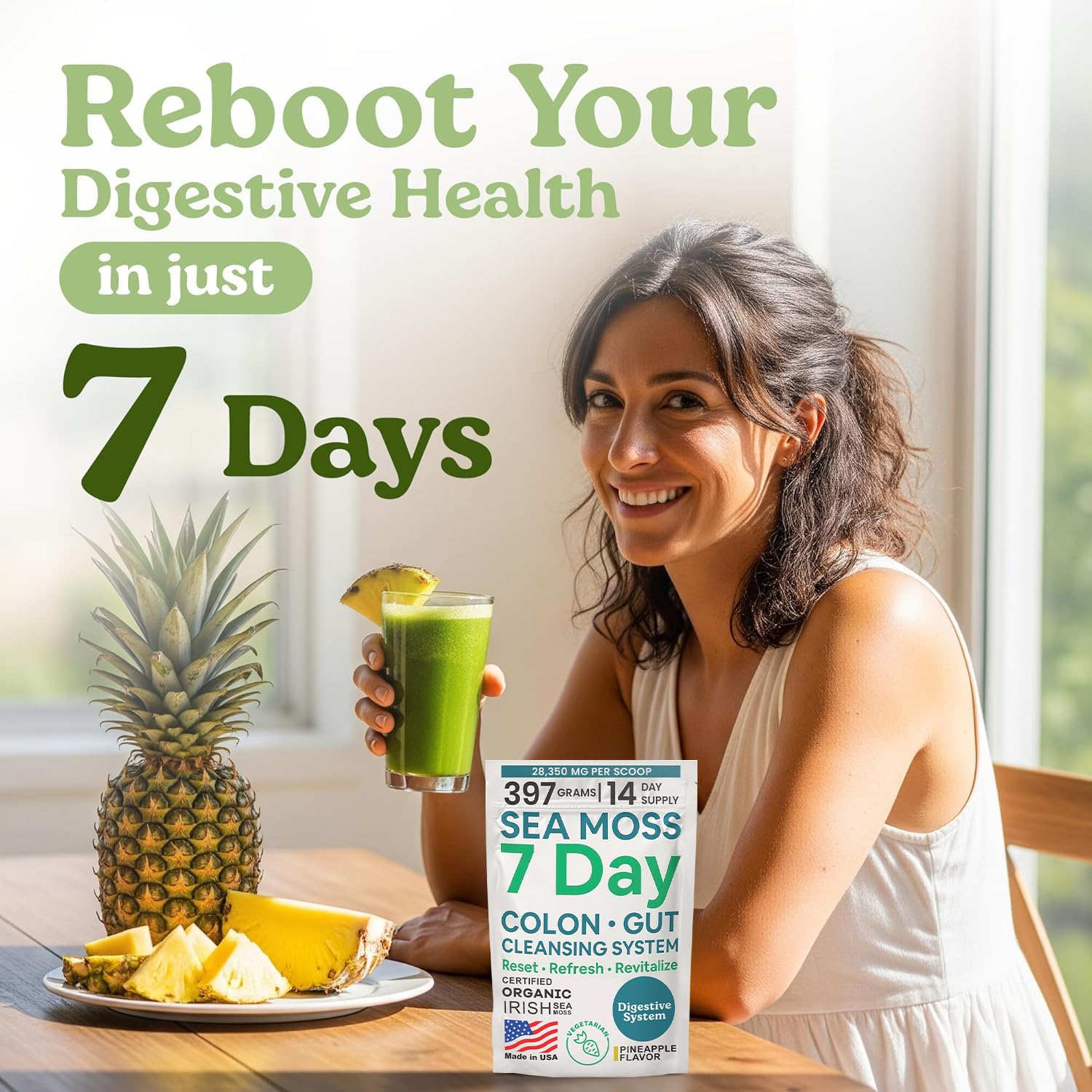 Atlantic Naturals Sea Moss 7-Colon Cleanse Powder | Formulated with Psyllium Husk, Fiber, & Senna Powder | Supports Immune & Gut Health for Women & Men, Pineapple Flavor Drink Mix, 14 oz Atlantic Naturals buy supplements canada