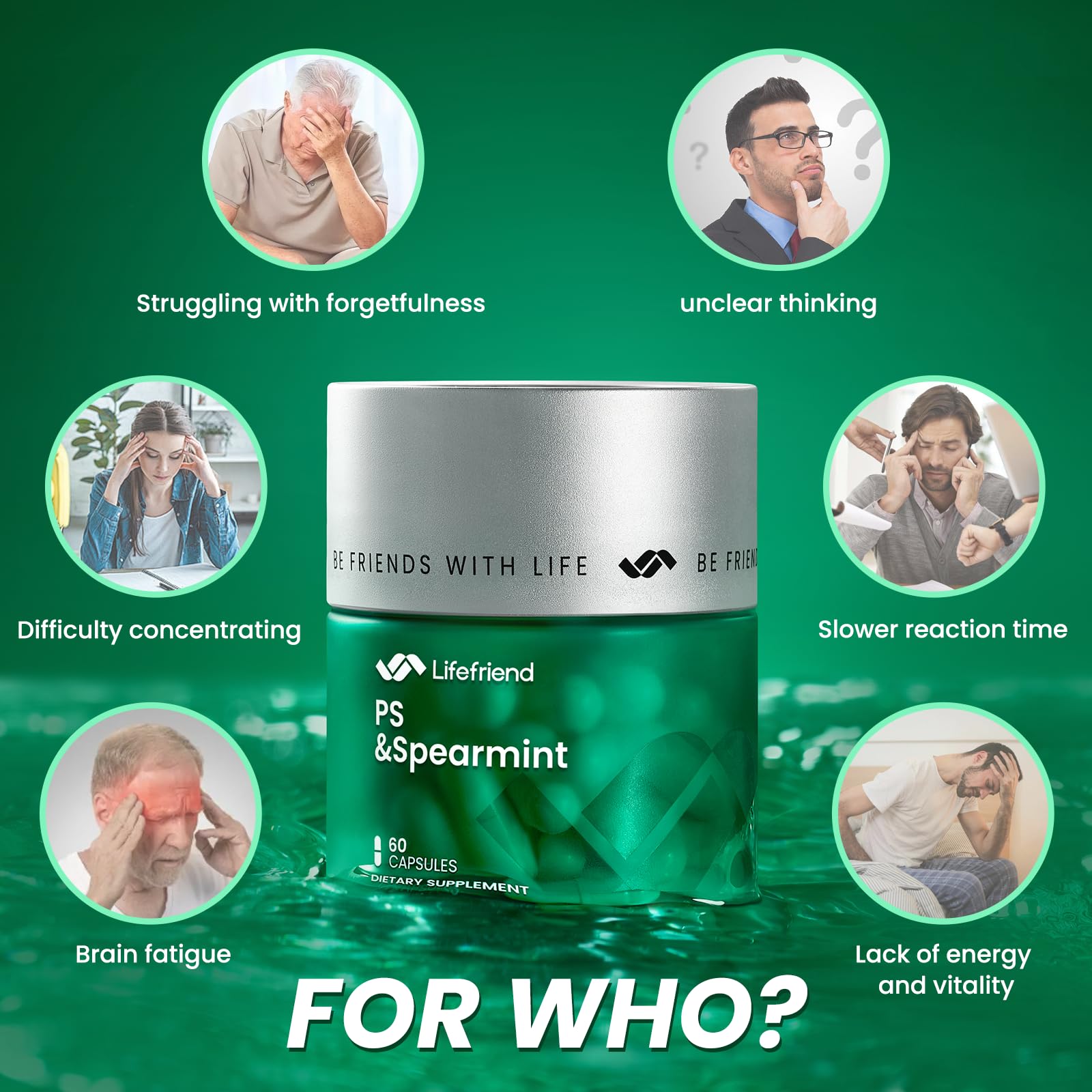 PhosphatidylSerine Memory & Focus Supplement with DHA, Spearmint, Magnesium & Ashwagandha – Brain Clarity, Stress Relief & Cognitive Support – Gluten-Free Vegan, 60 Capsules LIFEFRIEND buy supplements canada