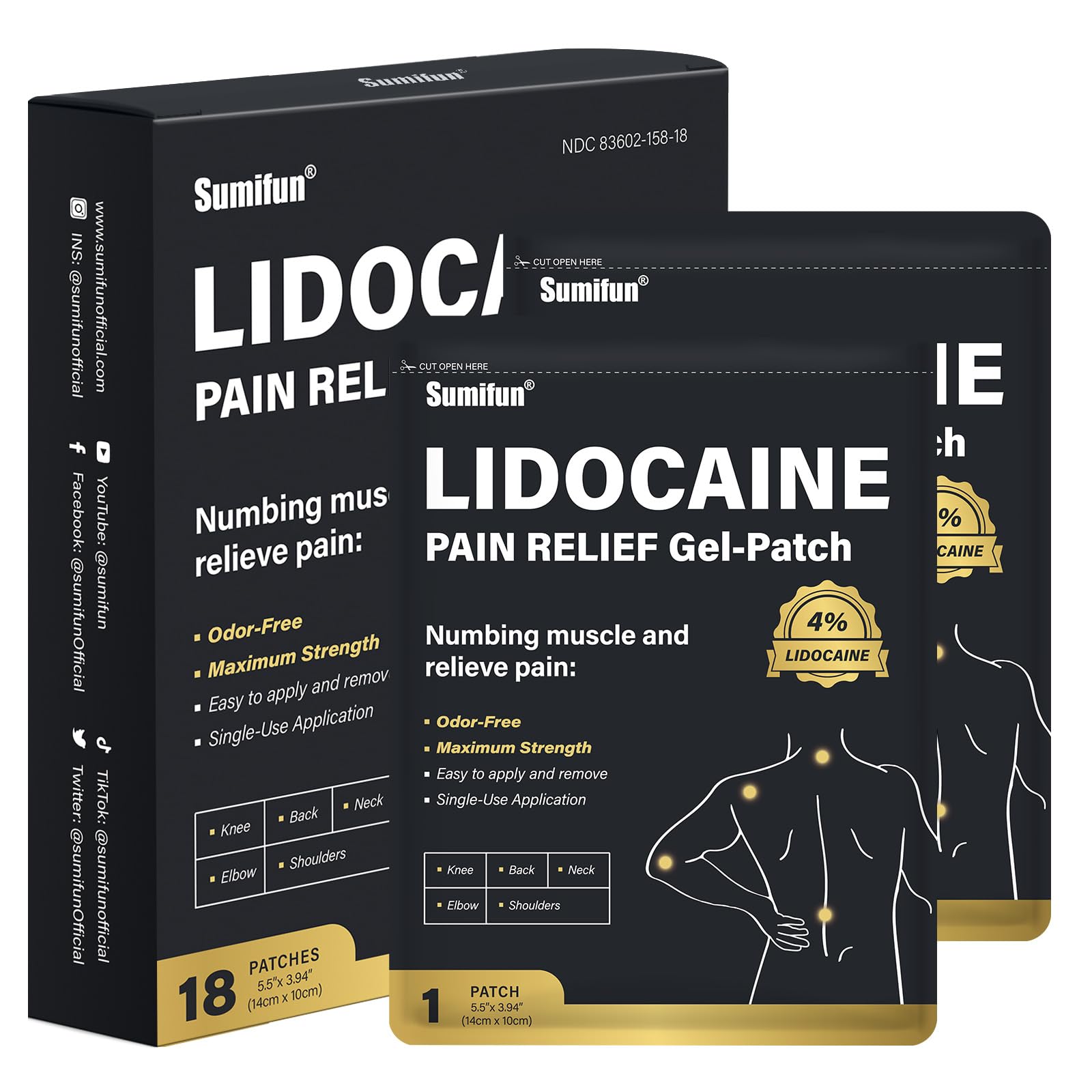 Sumifun 4% Lidocaine Patches, Long Lasting Plaster Patch for Knee, Shoulder, Muscle, Joints with Natural Ingredients, Extended Patch with Lidocaine (Large, Count, 18) Sumifun buy supplements canada