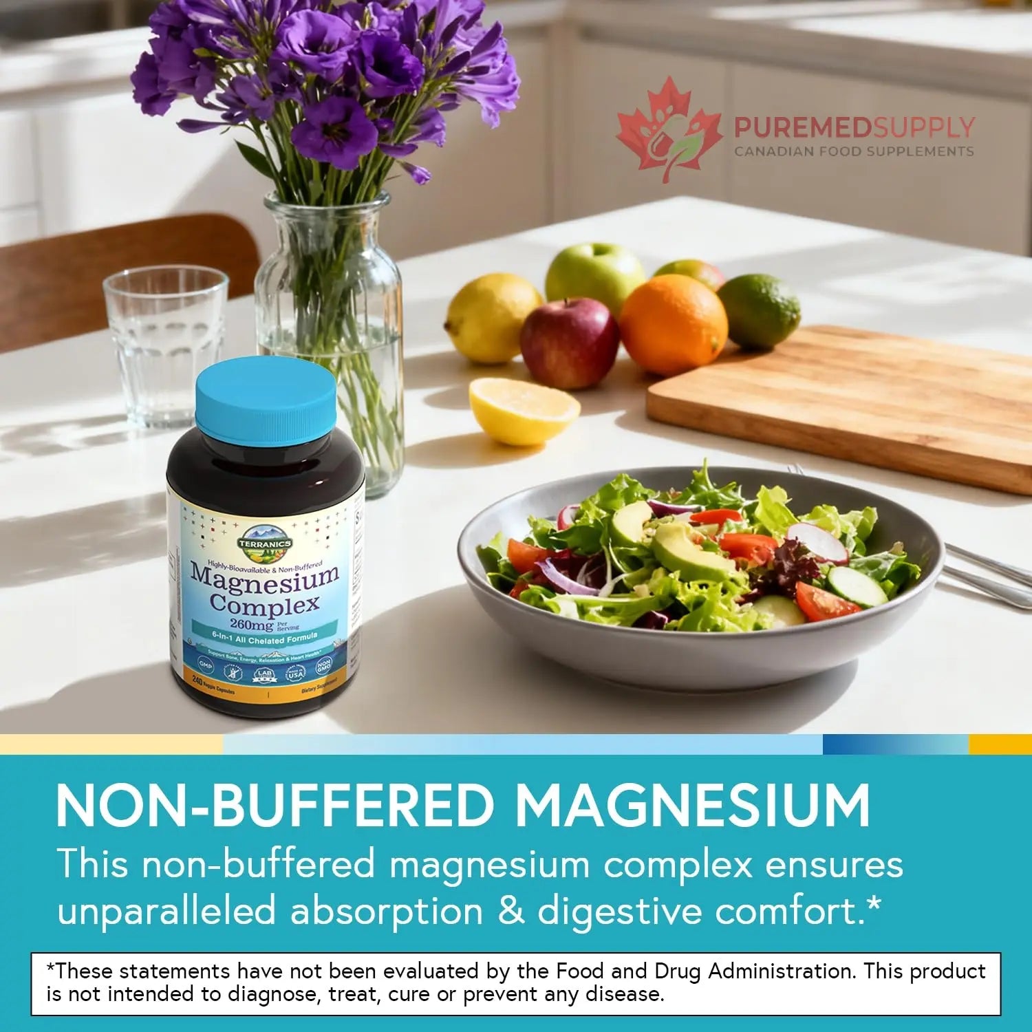 Terranics Magnesium Complex, 6-in-1, High Absorption, Glycinate, Citrate, Aspartate, Gluconate, Calmness, Heart, Bone, 240 Capsules, Non-Buffered Terranics buy supplements canada
