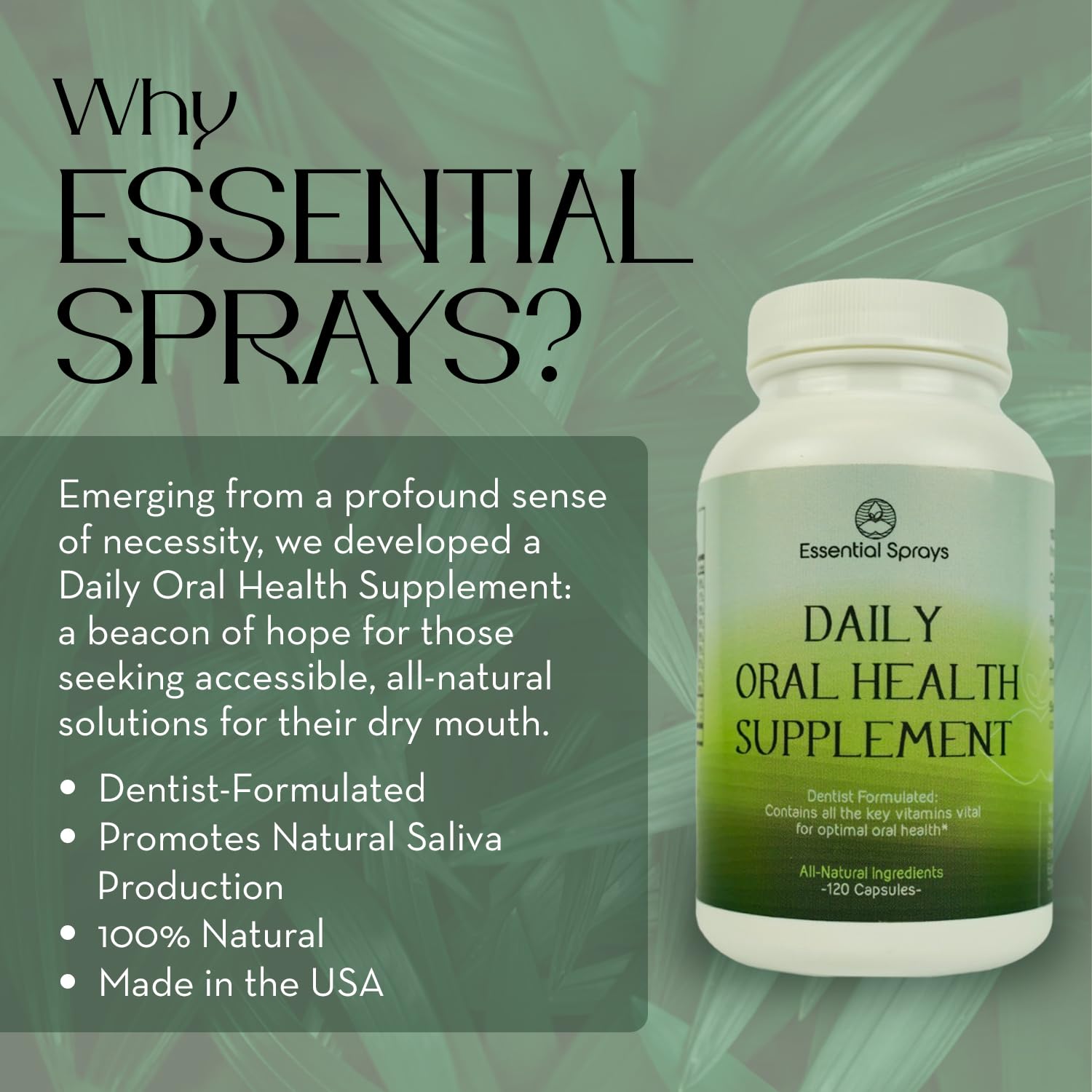 Essential Sprays Daily Oral Health Supplement - 30 Servings - Dentist Formulated Advanced Holistic Approach with L-Lysine, Niacin, Thiamin, & Vitamins for Men & Women Essential Sprays buy supplements canada