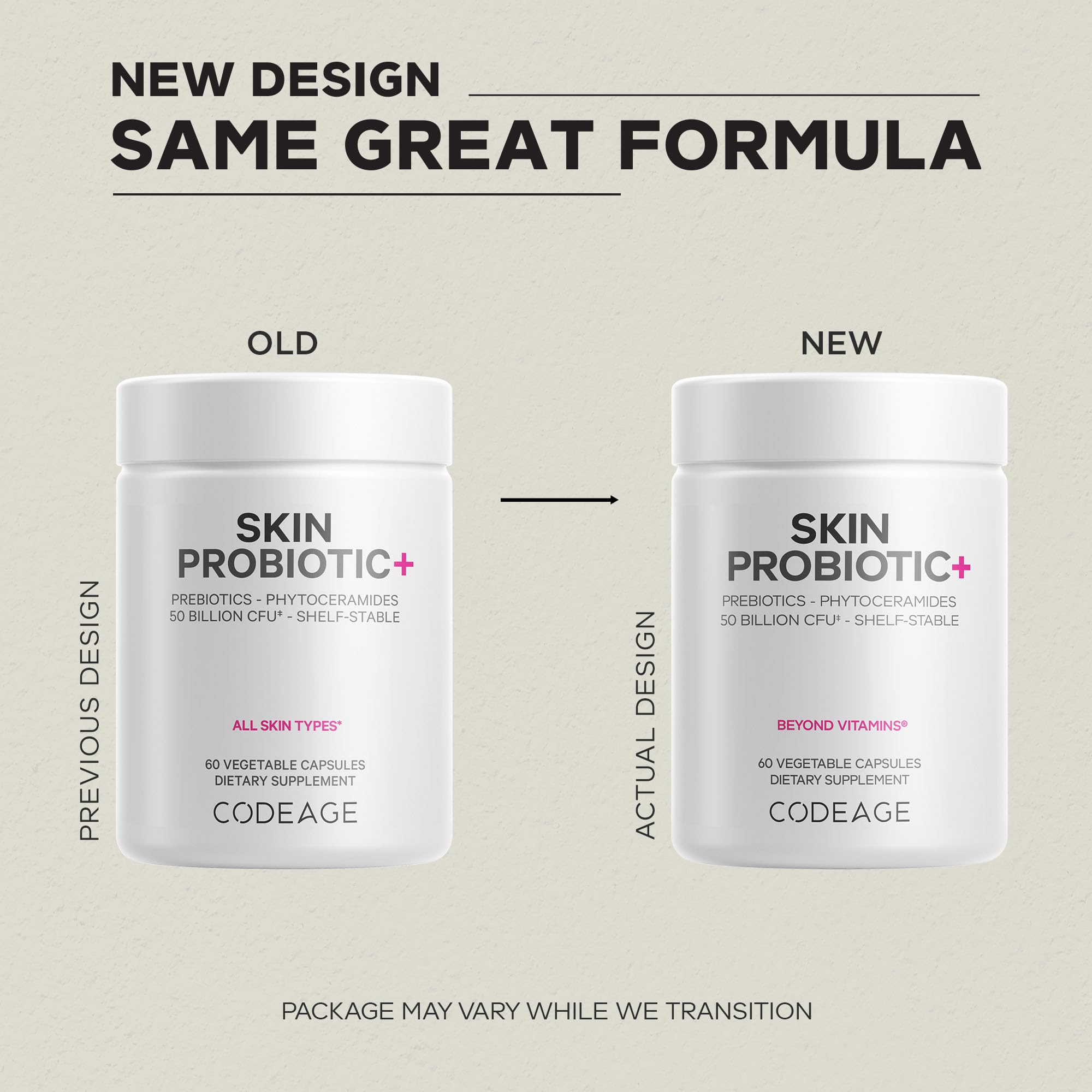 Codeage Skin Probiotics + Prebiotics - Skin Care Routine Supplement - 50 Billion CFU - Ayurvedic Botanical Herbs - Face Probiotics - Shelf Stable Cleanser, Non-GMO, Vegan - 60 Capsules Codeage buy supplements canada