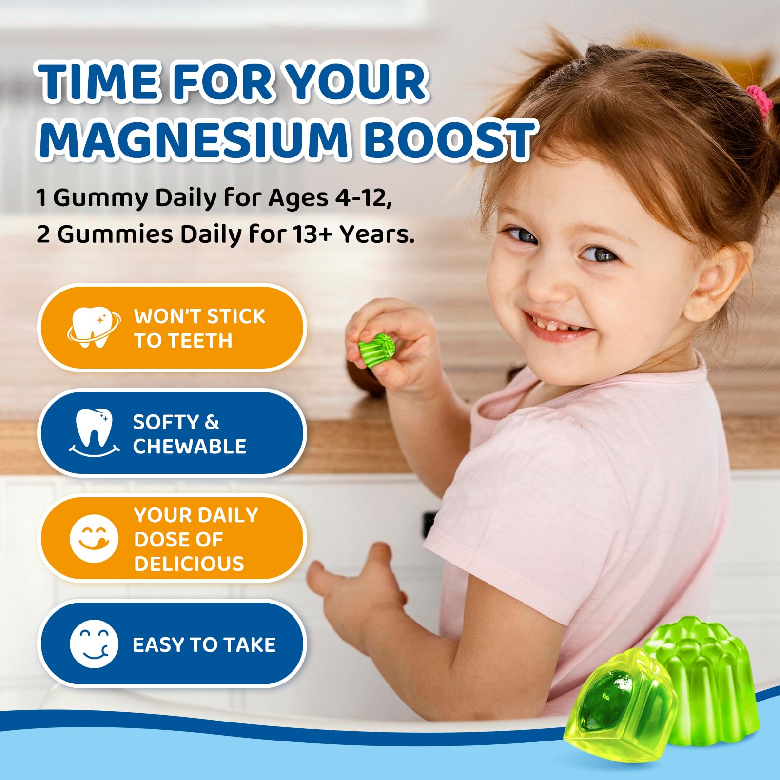 Center-Filled Magnesium Gummies for Kids 300MG - Magnesium Glycinate Gummies with L-theanine, Omega-3, Vitamin B6, D for Kids & Adults, Supplement for Sleep, Calm & Muscle Relaxation - Apple & Kiwi CNCHEF buy supplements canada