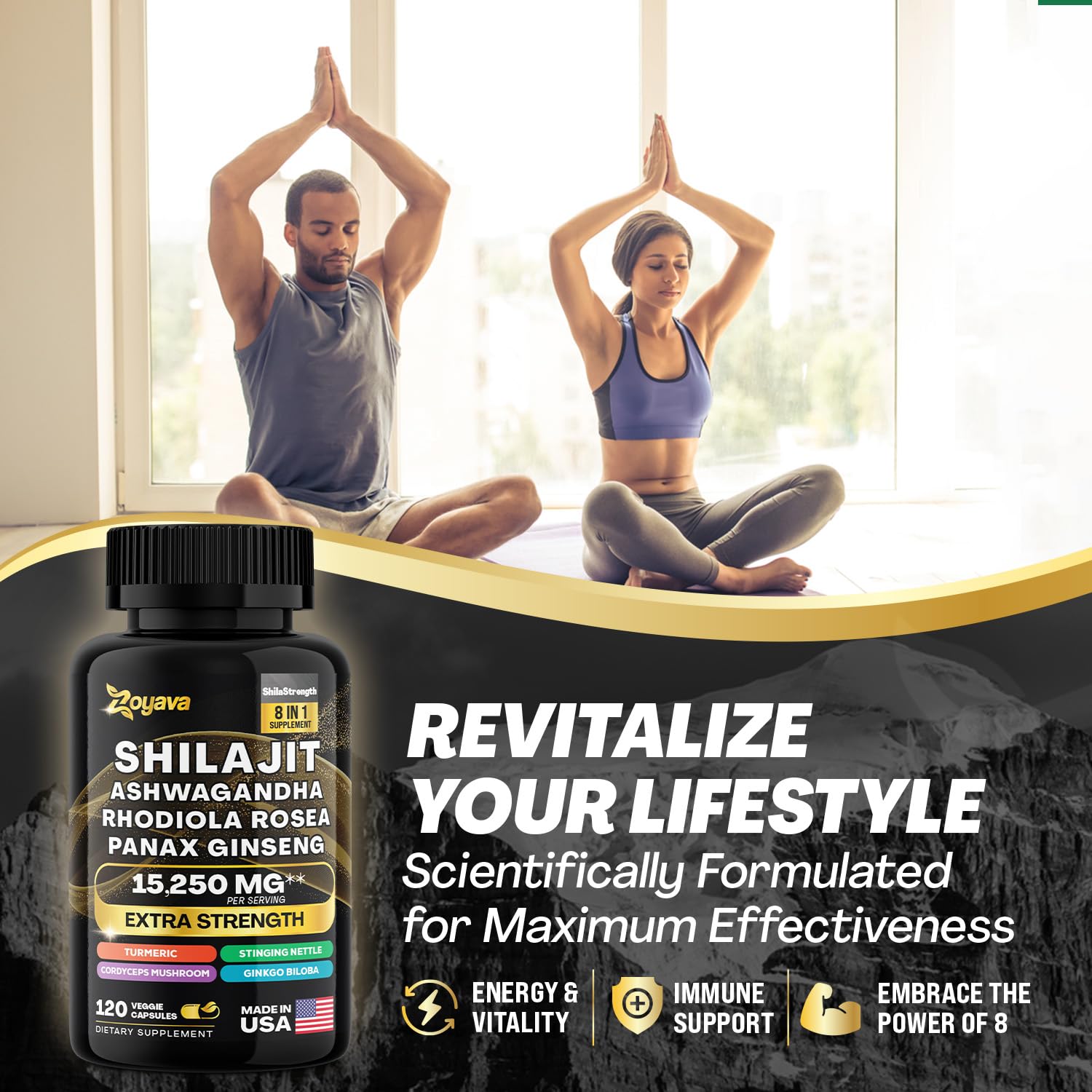 Zoyava Shilajit 9000MG Radiant Health Blend Ashwagandha 2000MG Rhodiola Rosea Zoyava buy supplements canada