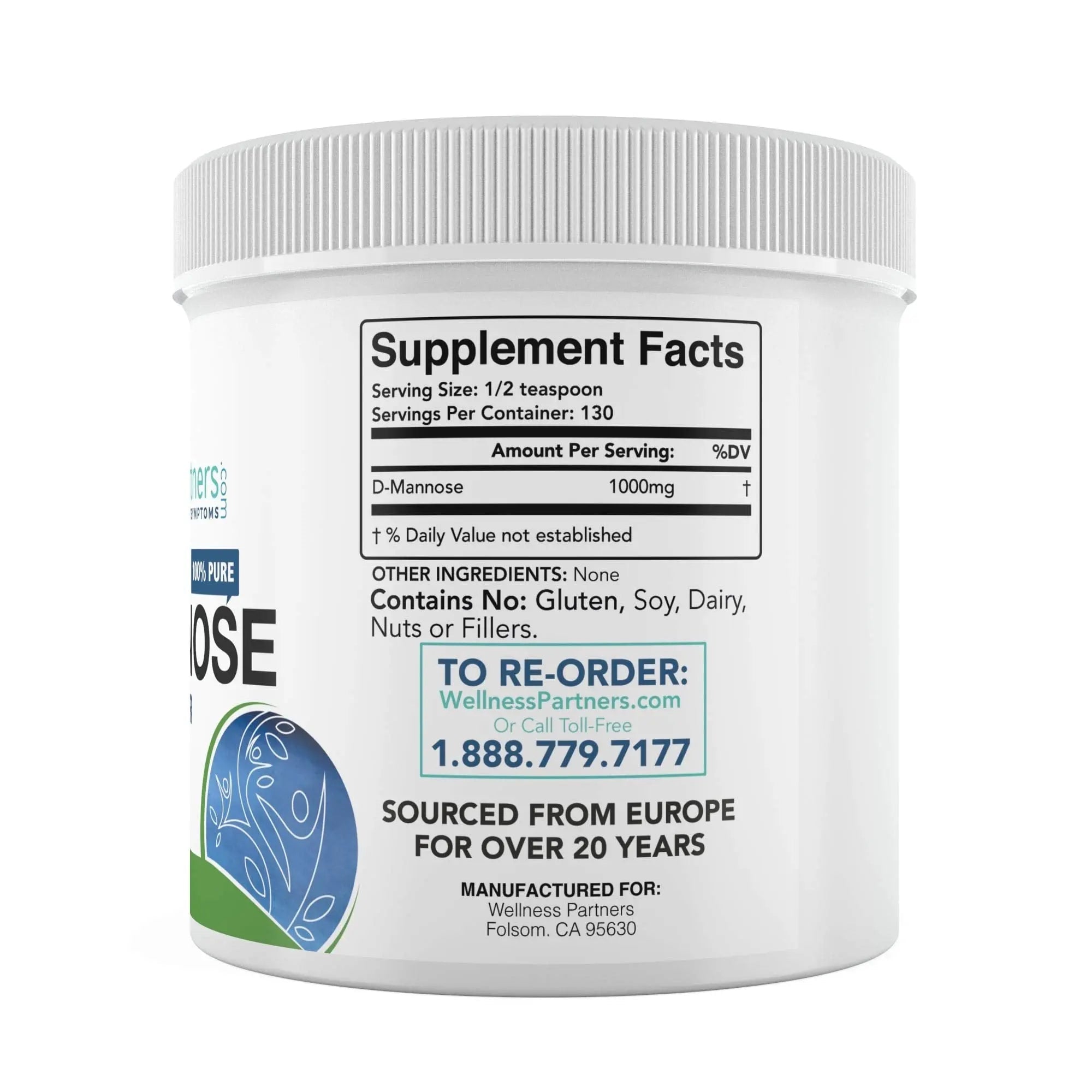 Now New UTI-Slip D Mannose Non GMO Organic Source Powder 130g jar. WellnessPartners buy supplements canada