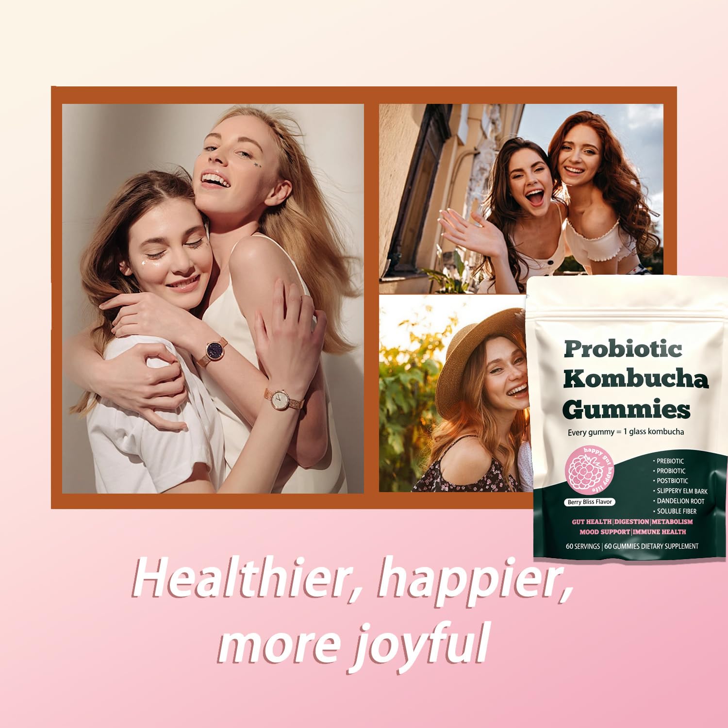 Glo Vous Probiotic Kombucha Gummies – 60 Gummies, with Prebiotics, Postbiotics & Fiber,Includes Slippery Elm, Dandelion Root & MCT Oil,Supports Digestive Health, Bloating Relief & Gut Support Glo Vous buy supplements canada