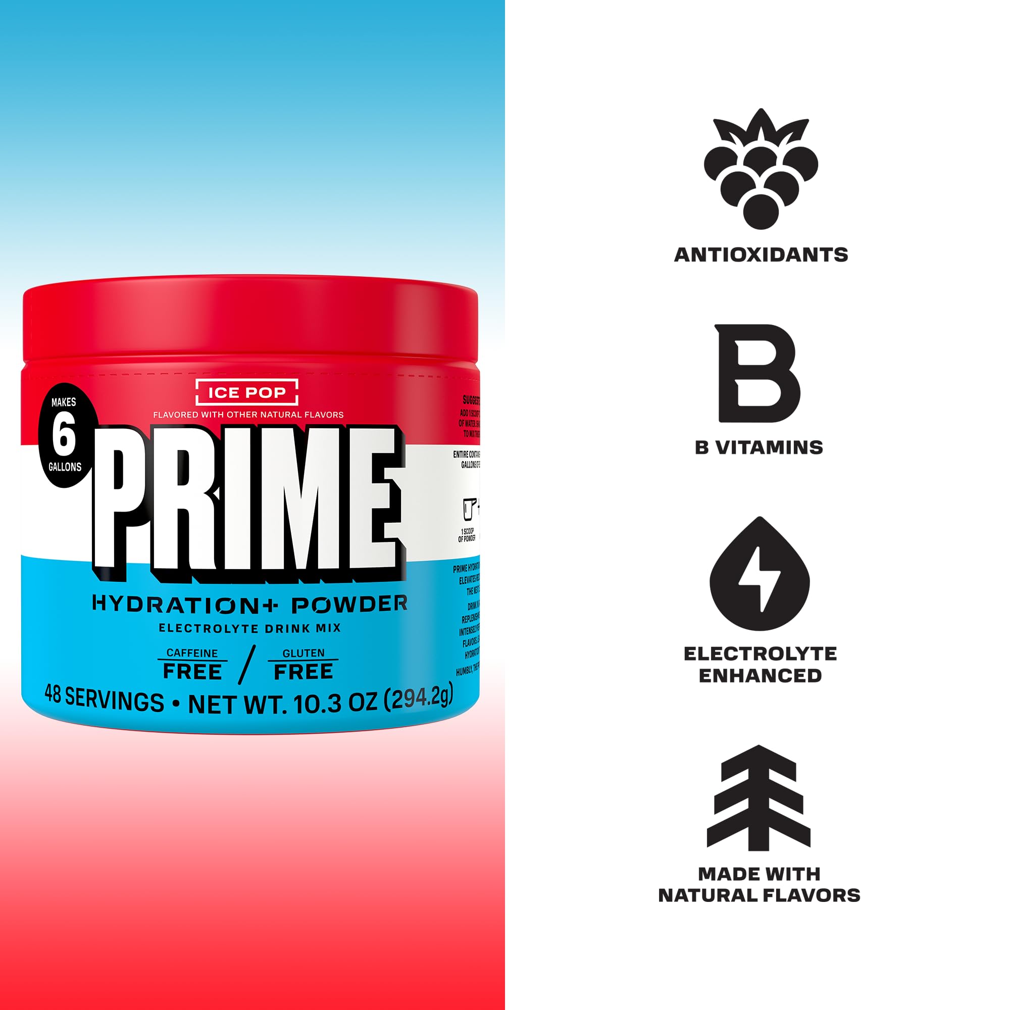 PRIME HYDRATION+ Electrolyte Powder, Ice Pop, Sugar Free Hydration Drink Mix with Potassium, Magnesium & B Vitamins to Replenish Fluids, PRIME HYDRATION buy supplements canada