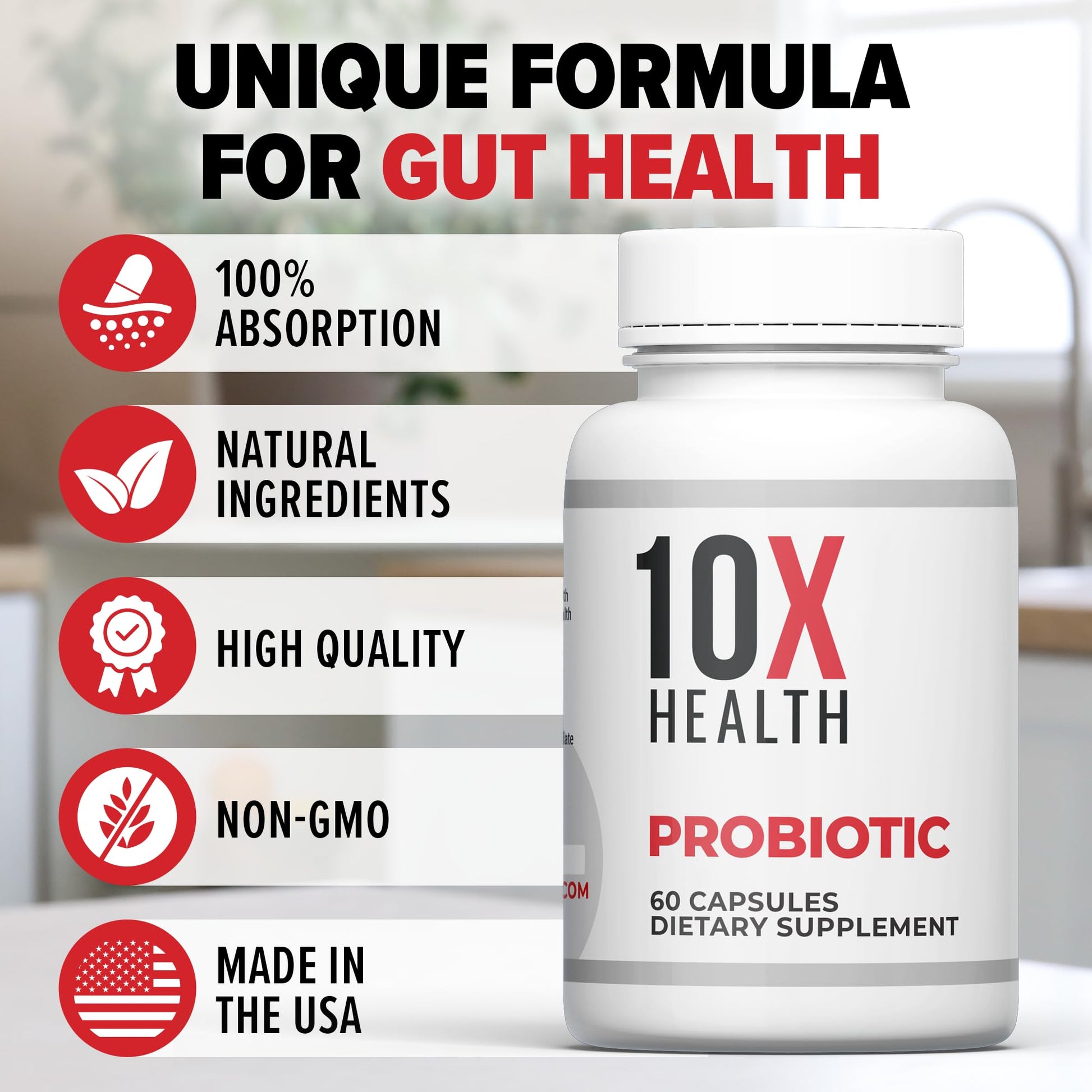 10X Health Probiotics for Men - 60 Capsules Immune Support Supplement & Probiotics for Digestive Health with Lactobacillus Rhamnosus, 10X Health System buy supplements canada