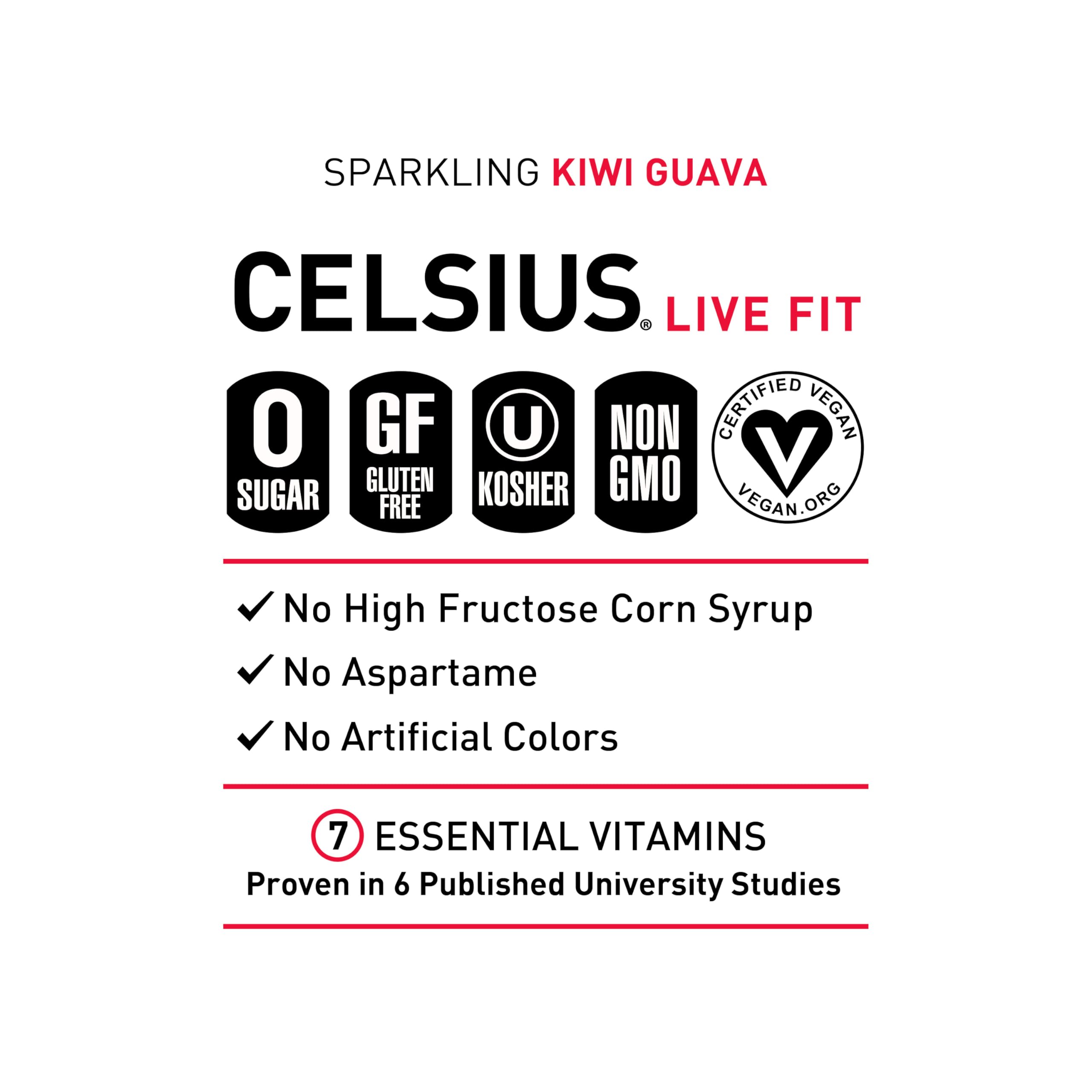 CELSIUS Sparkling Kiwi Guava, Functional Essential Energy Drink 12 Fl Oz (Pack of 12) CELSIUS buy supplements canada