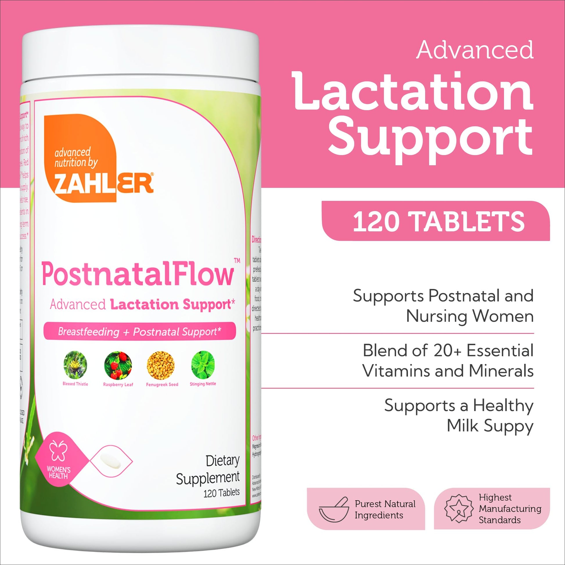 Zahler Postnatal Flow for Advanced Lactation Support, Breastfeeding + Postnatal Support, 120 Tablets. Zahler buy supplements canada