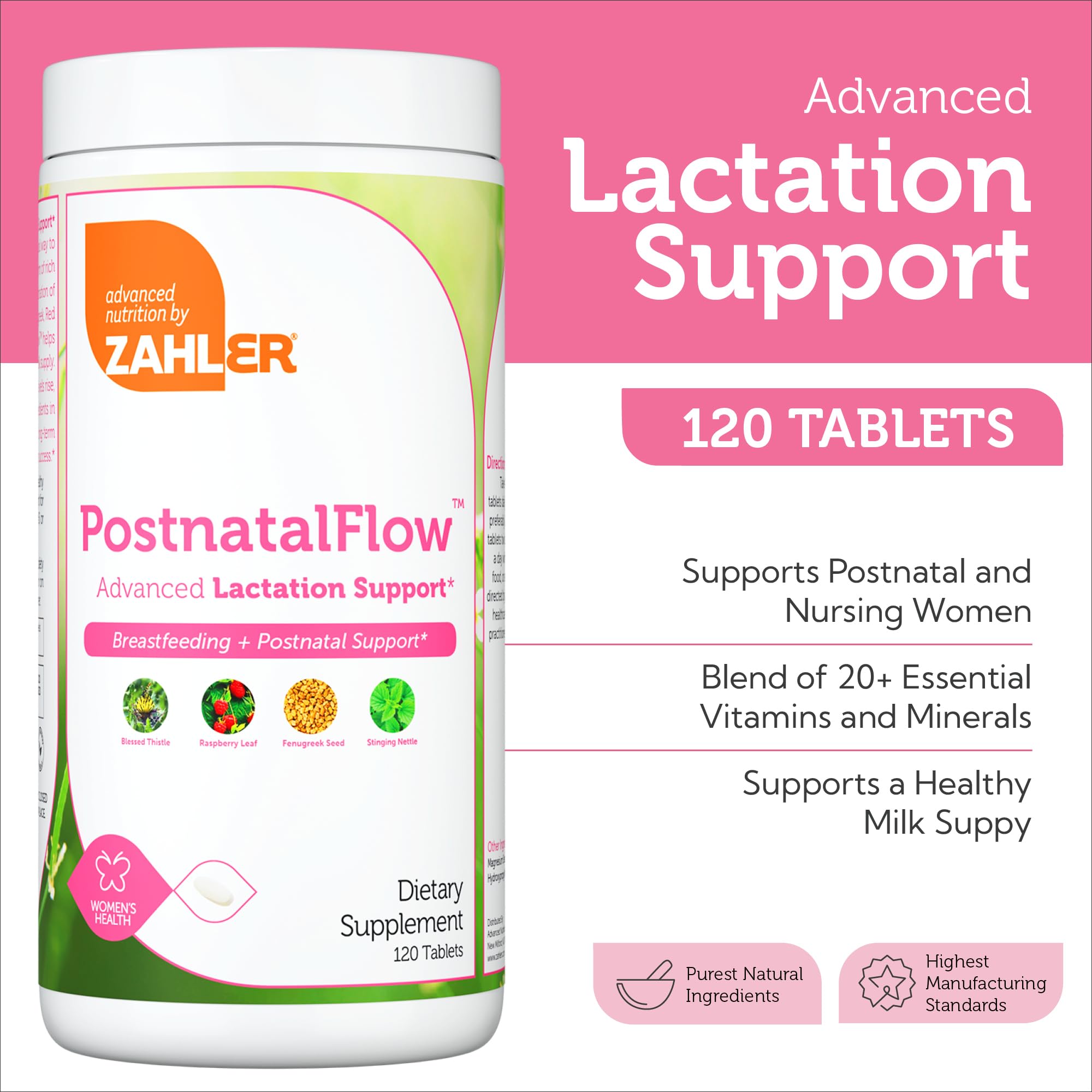Zahler Postnatal Flow for Advanced Lactation Support, Breastfeeding + Postnatal Support, 120 Tablets. Zahler buy supplements canada