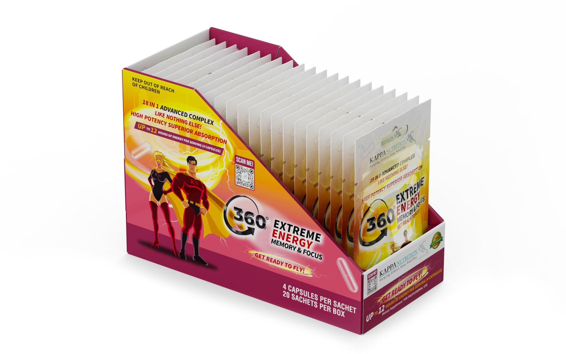 360 Extreme Energy, Memory & Focus (1 Display 20 Sachets (4 Capsules ea) KAPPA NUTRITION buy supplements canada