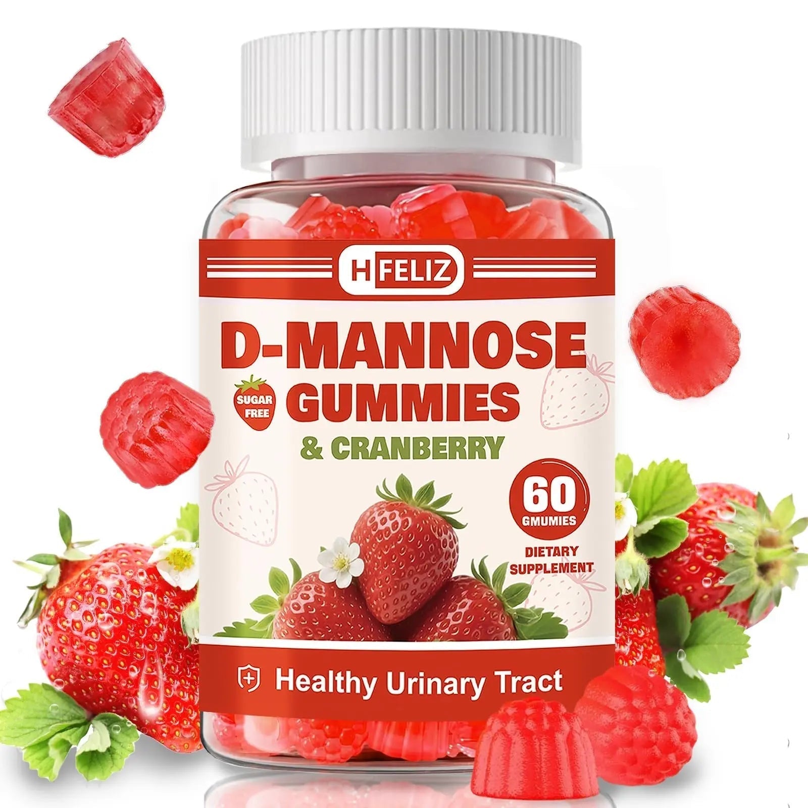 HFELIZ D Mannose with Cranberry Gummies, D-Mannose Supplements 1300mg for Women, Support Natural Urinary Tract & Bladder Health, Sugar-Free, 60 Count HFELIZ buy supplements canada