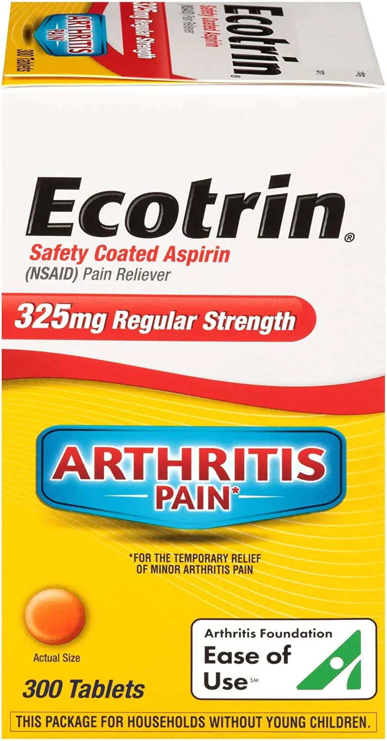 Ecotrin Regular Strength Safety Coated Aspirin | Arthritis Pain | 300 Tablets (2 Pack) Ecotrin buy supplements canada